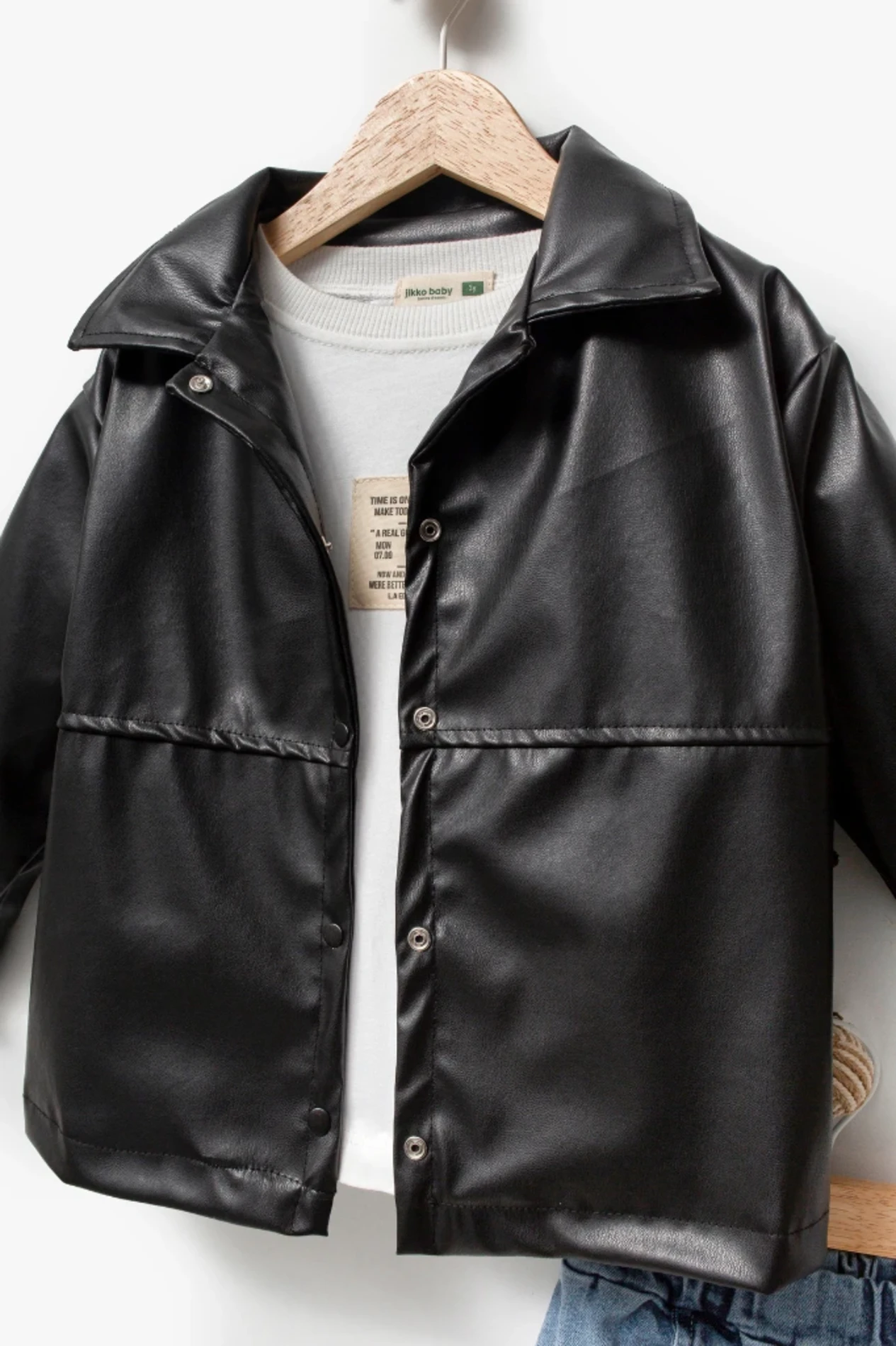 Premium Suni Deri Ceket Kot Pantolon  Body 3’lü Set