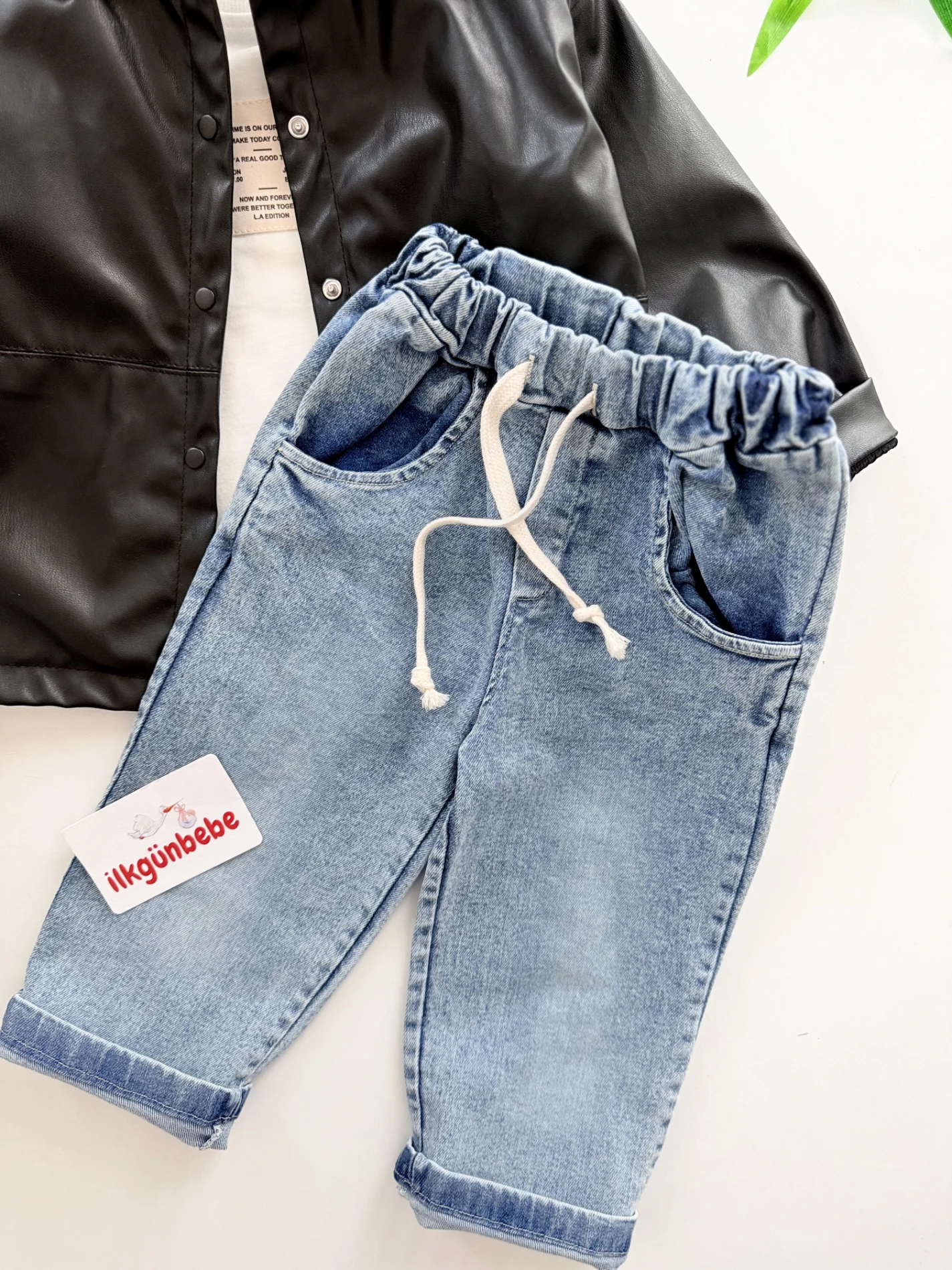 Premium Suni Deri Ceket Kot Pantolon  Body 3’lü Set