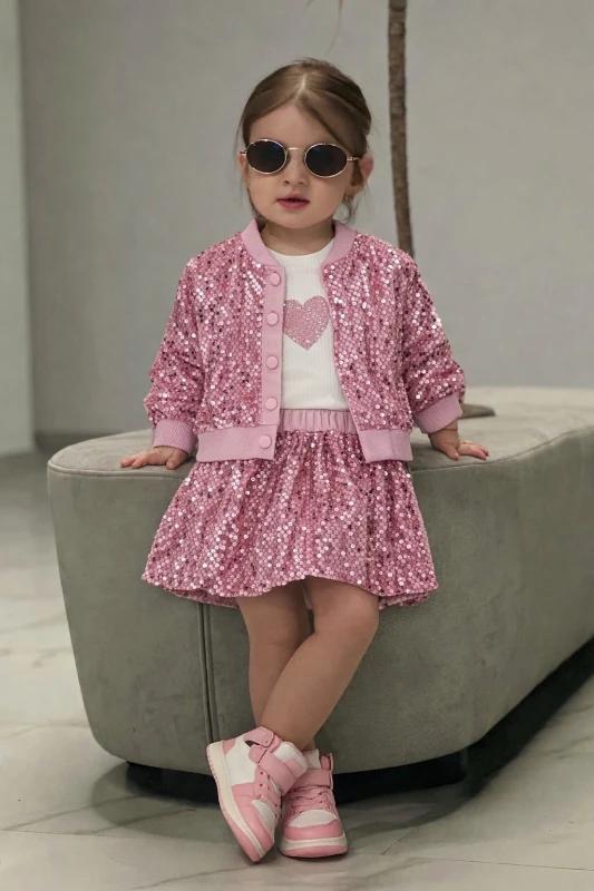 Pullu Ceketli Şort Etekli Premium Kalite 3’lü Takım