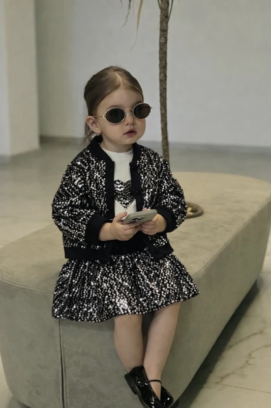 Pullu Ceketli Şort Etekli Premium Kalite 3’lü Takım