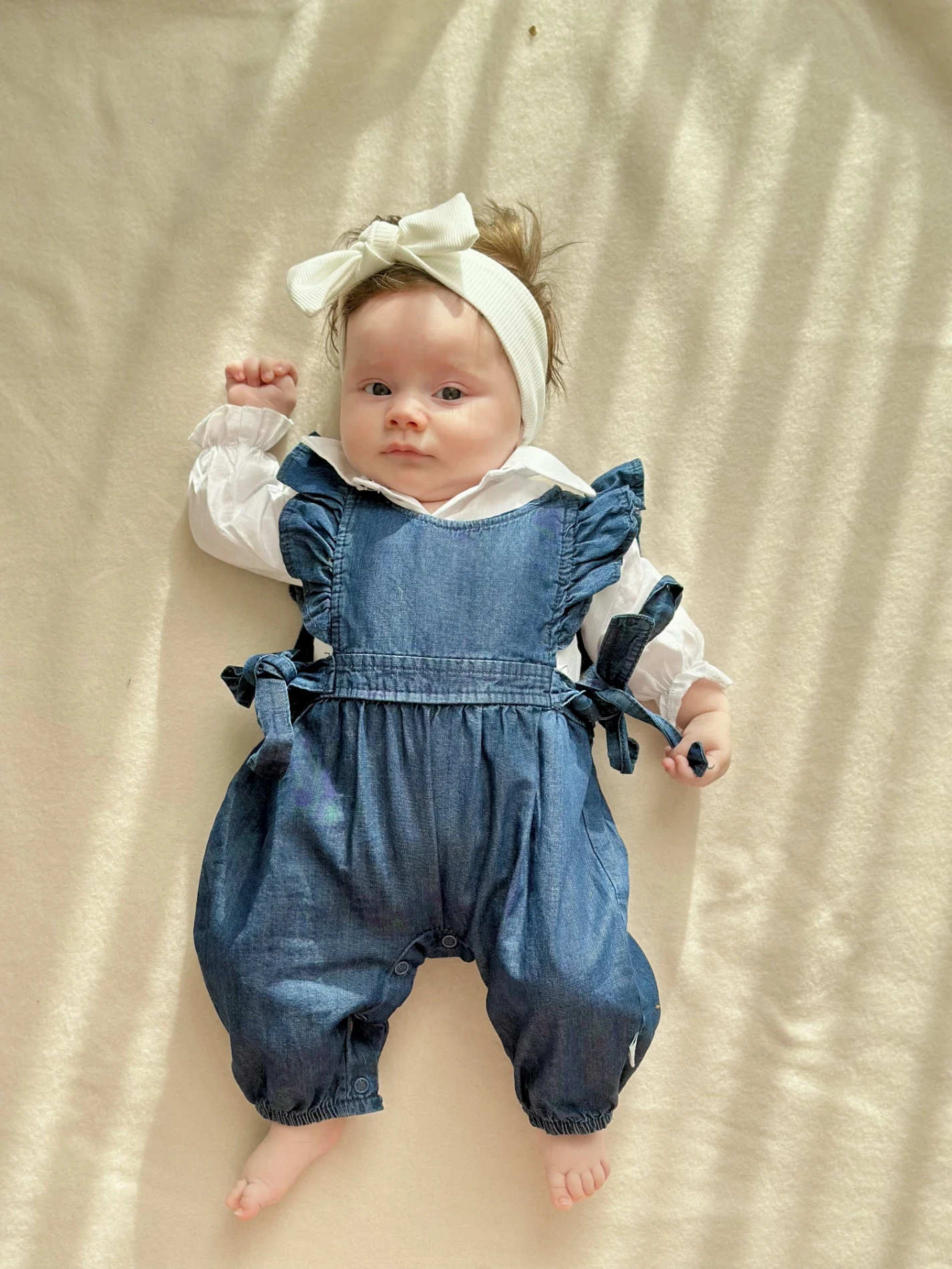 Pera Beyaz Gömlekli Kot Salopetli Bağlamalı 2’li Takım 