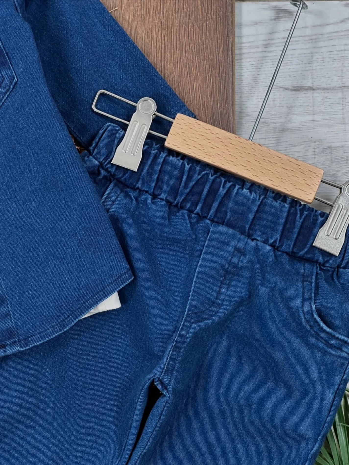 Likralı Esnek Kot Kumaş Gömlekli Tişörtlü Kot Pantalonlu Cool Takım