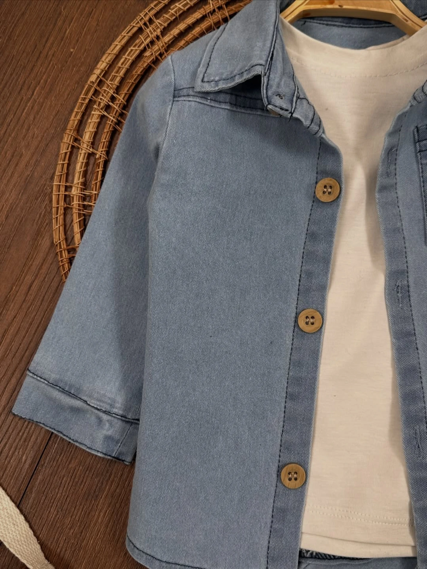 Likralı Esnek Kot Kumaş Gömlekli Tişörtlü Kot Pantalonlu Cool Takım