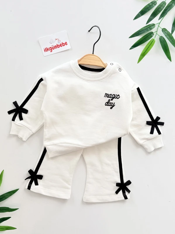 Fiyonk Detaylı İspanyol Paçalı %100 Pamuk 2’li Takım