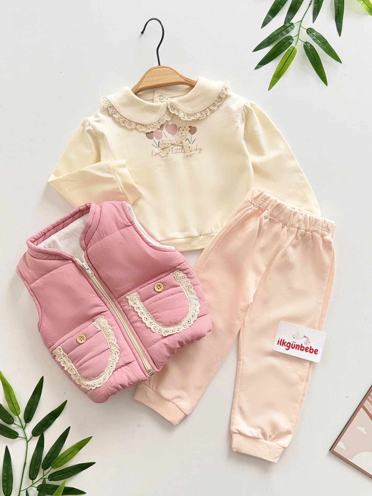 Şişme Yelekli premium kalite Litle Lady  üçlü takım