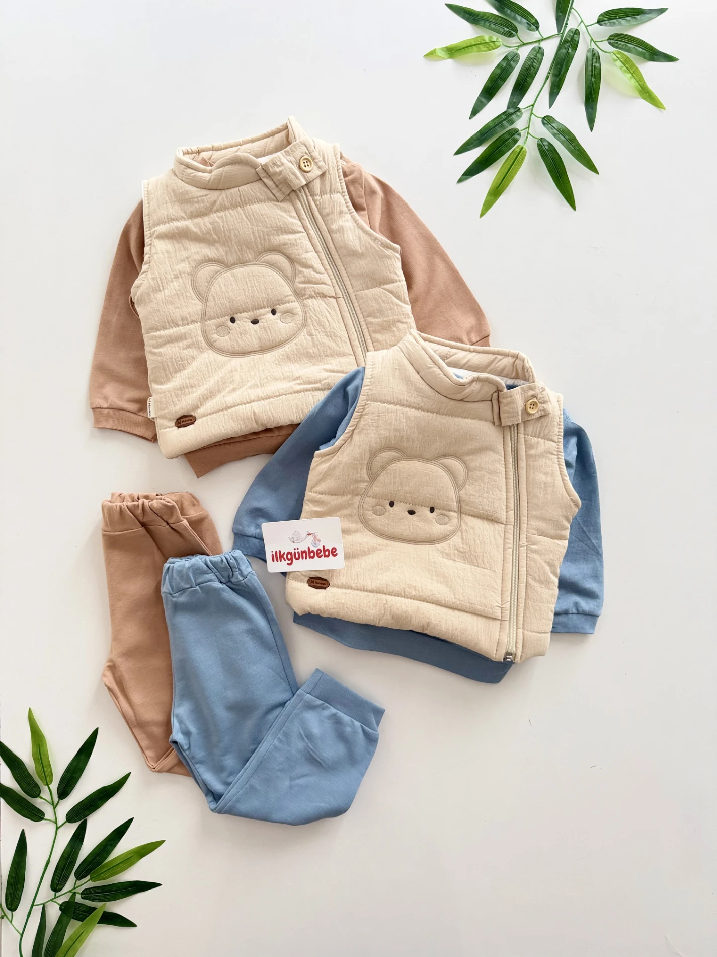 Şişme Yelekli premium kalite teddy üçlü takım