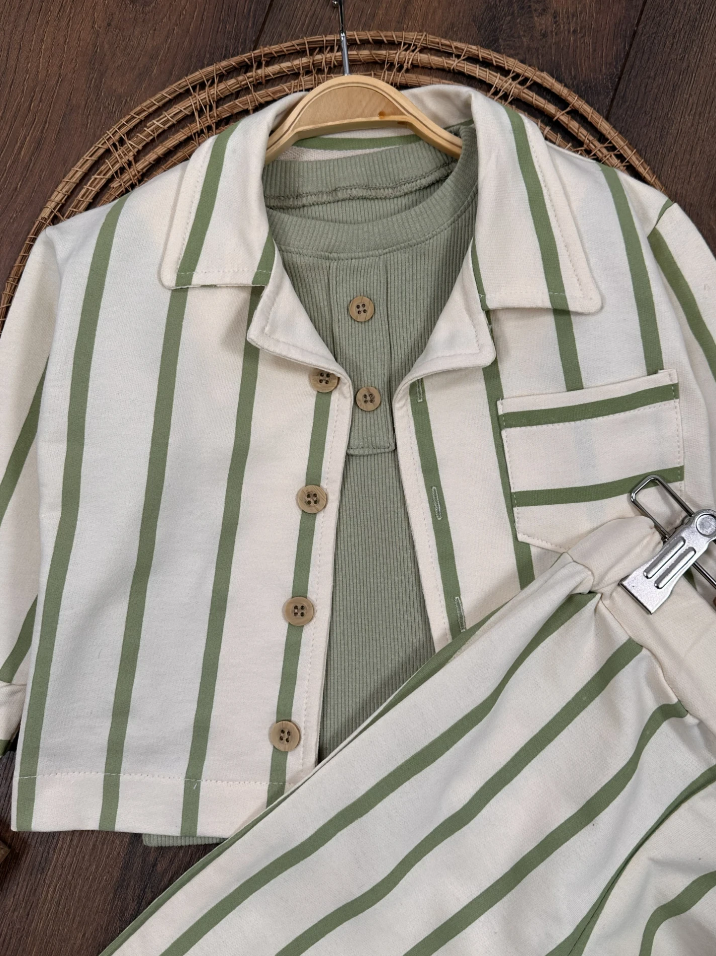 Cool Boy Çizgili Ceketli Bodyli 3’lü Takım