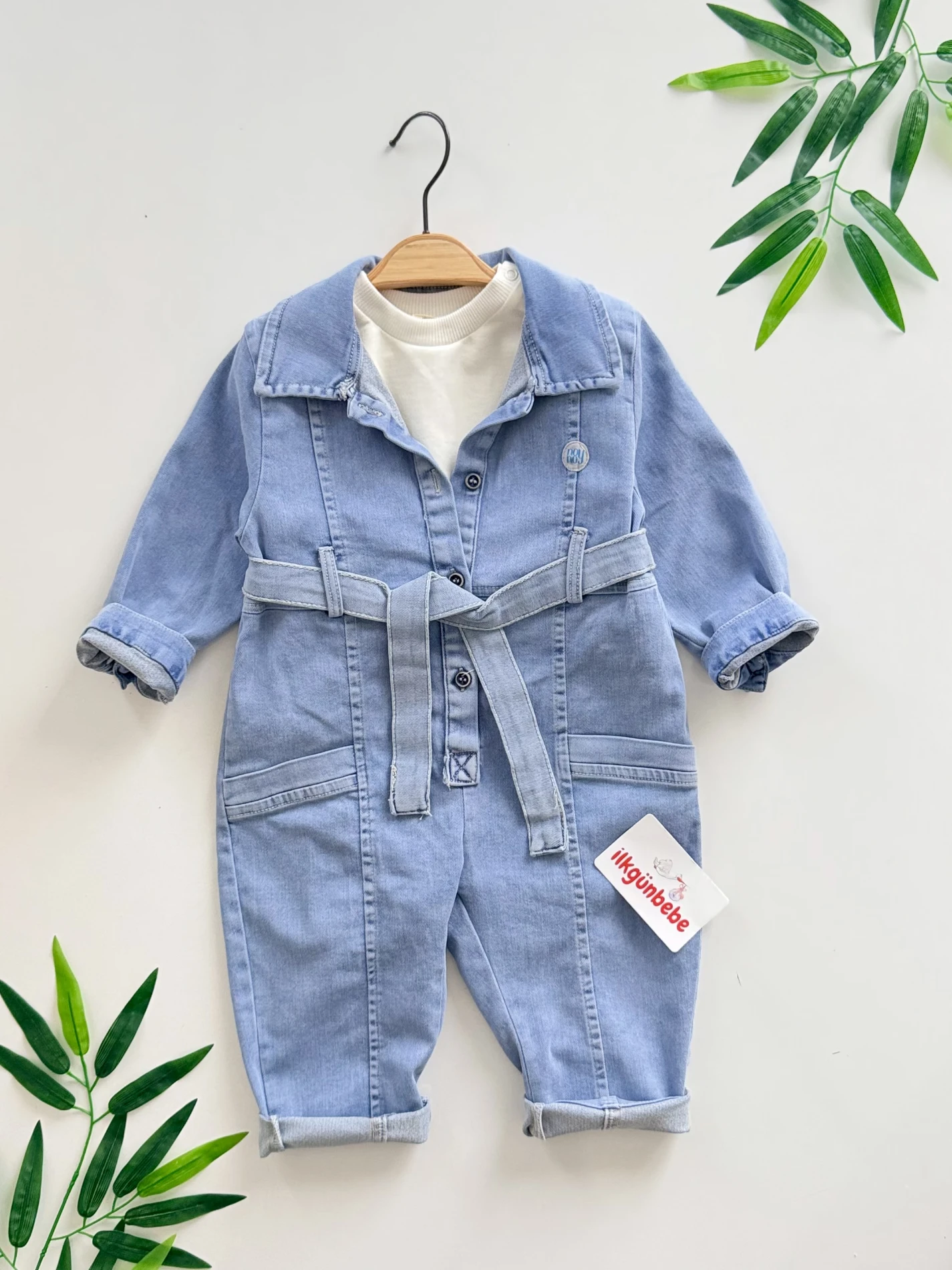 Unisex Denim Bebek Premium Kot Tulum