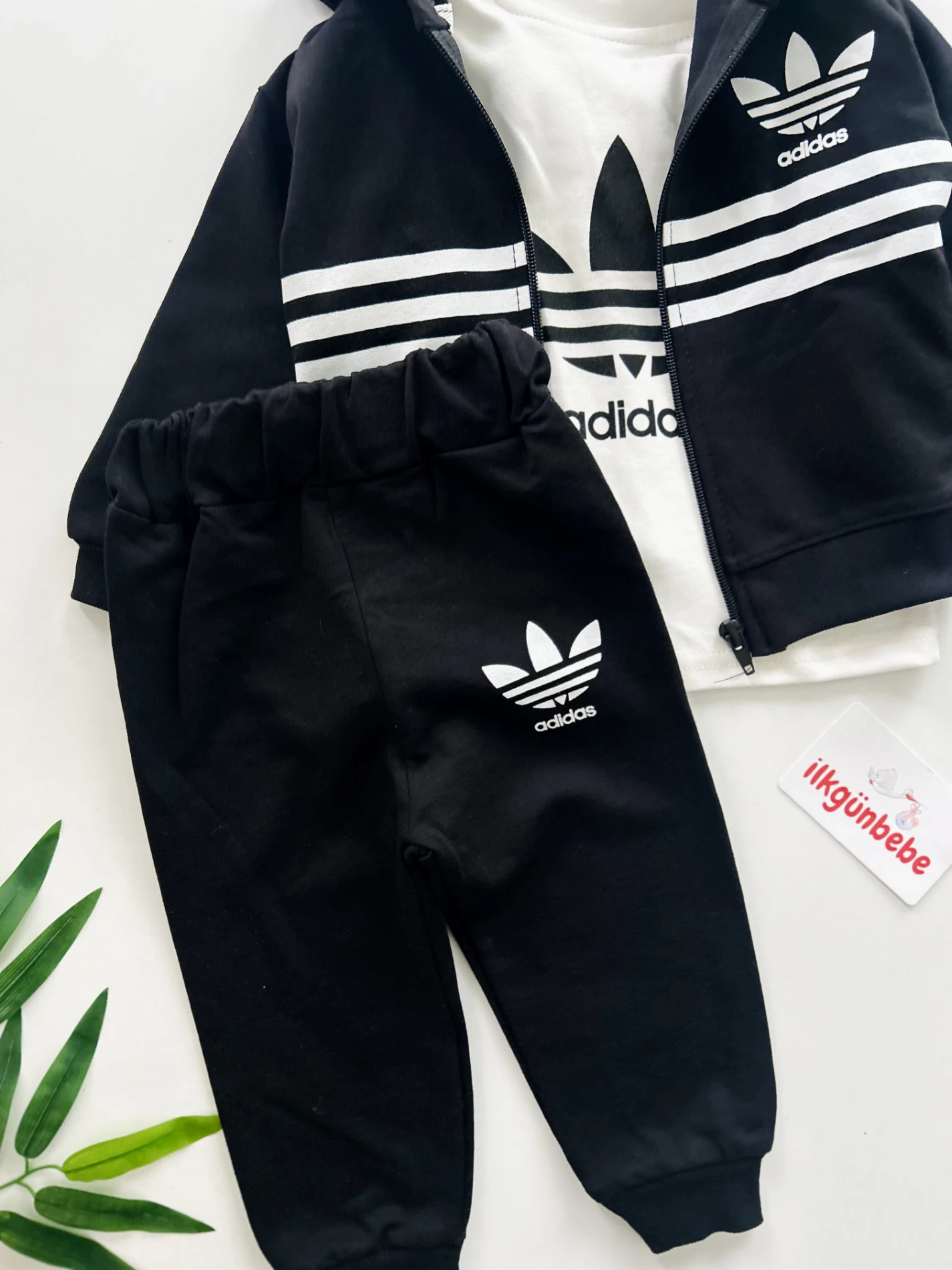 Marka Bodyli Hırkalı Eşofmanlı Unisex Mevsimlik 2 İp  %100 Pamuk 3’lü Takım