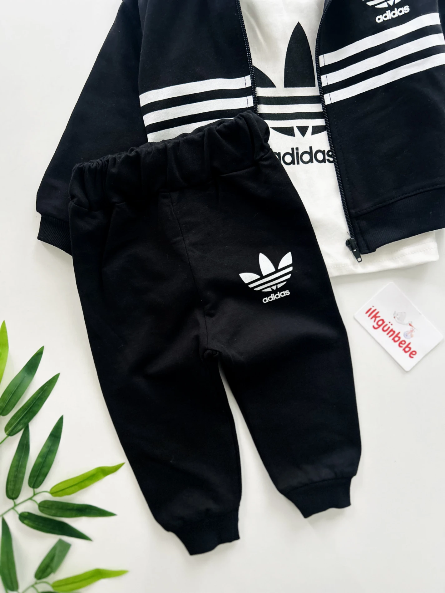 Marka Bodyli Hırkalı Eşofmanlı Unisex Mevsimlik 2 İp  %100 Pamuk 3’lü Takım