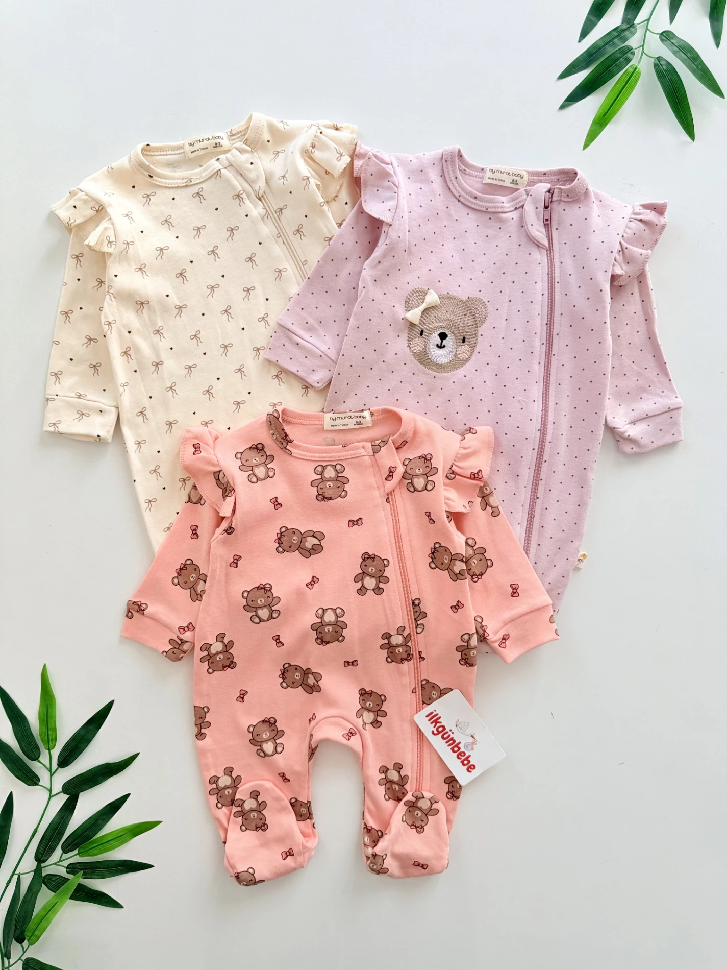 Teddy Fiyonk Premium %100 Pamuk 3’lü Mevsimlik Tulum Set