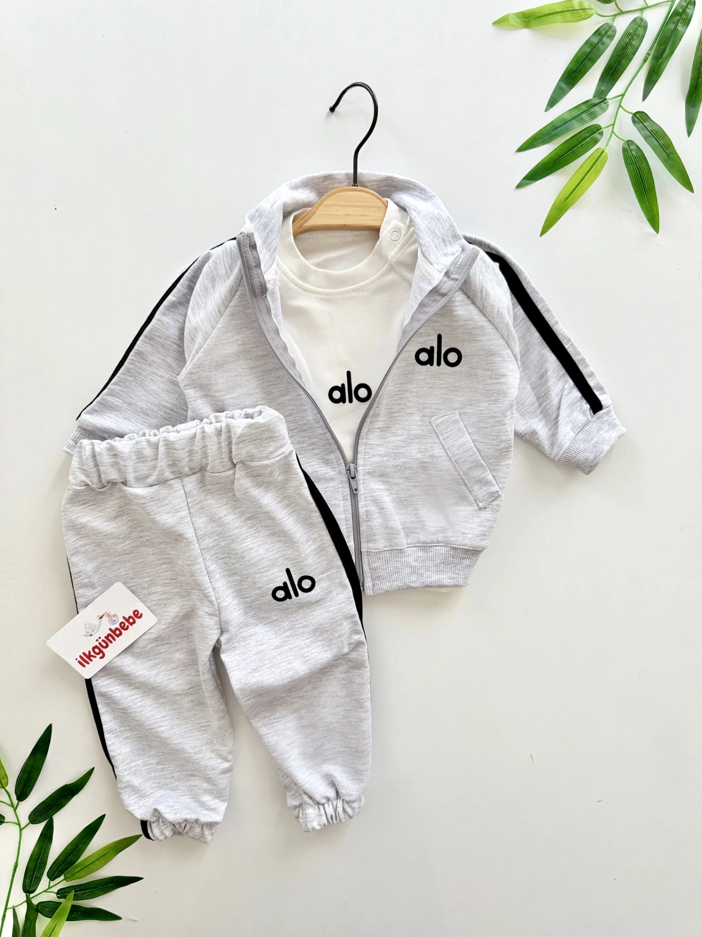 Marka ALO 2 İp  Mevsimlik  Premium Kalite Dik Yaka 3’lü Takım