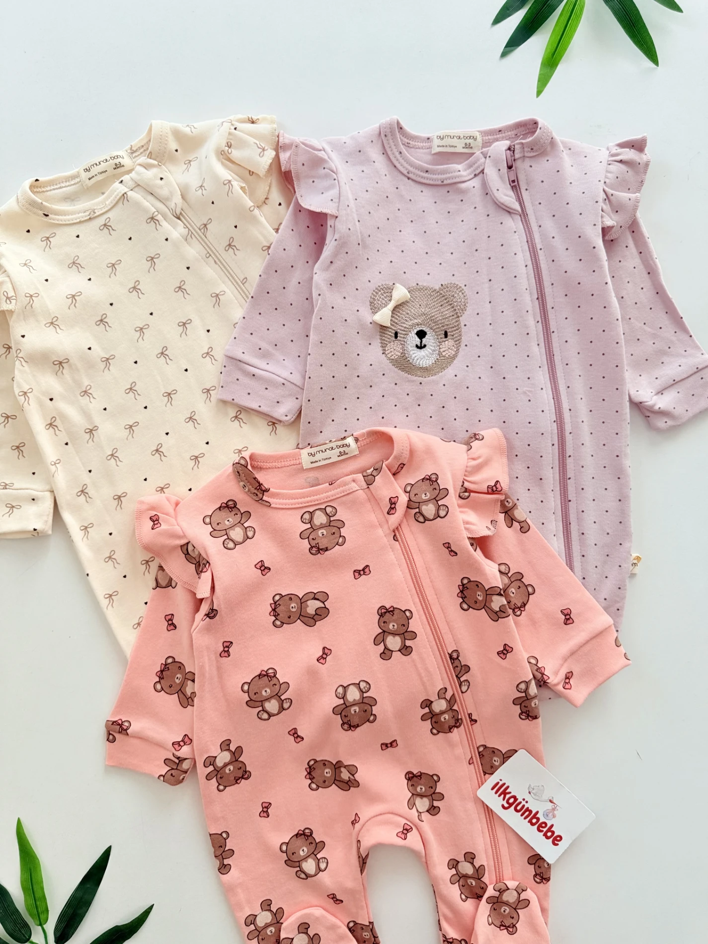 Teddy Fiyonk Premium %100 Pamuk 3’lü Mevsimlik Tulum Set