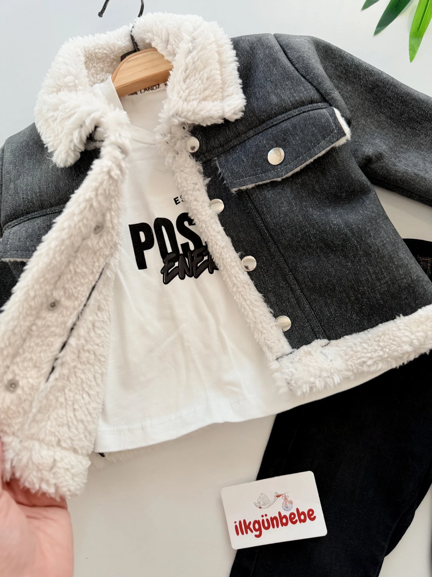 Kürklü Ceketli Kot 3’lü Premium Kalite Takım