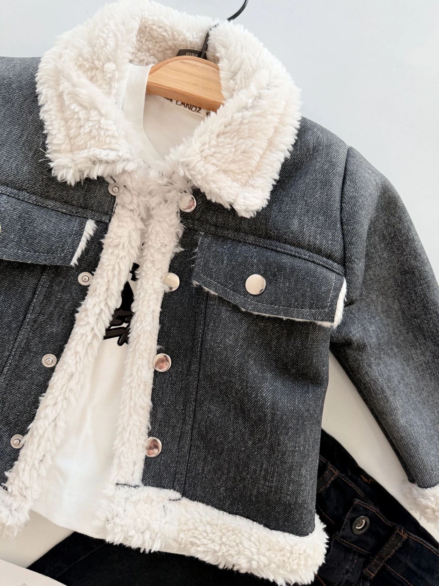 Kürklü Ceketli Kot 3’lü Premium Kalite Takım