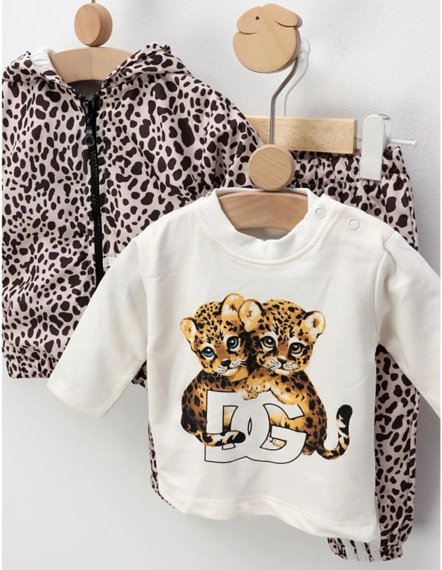 Leogirl Kapüşonlu Çizgili 3'lü Paraşüt Kumaş Takım 
