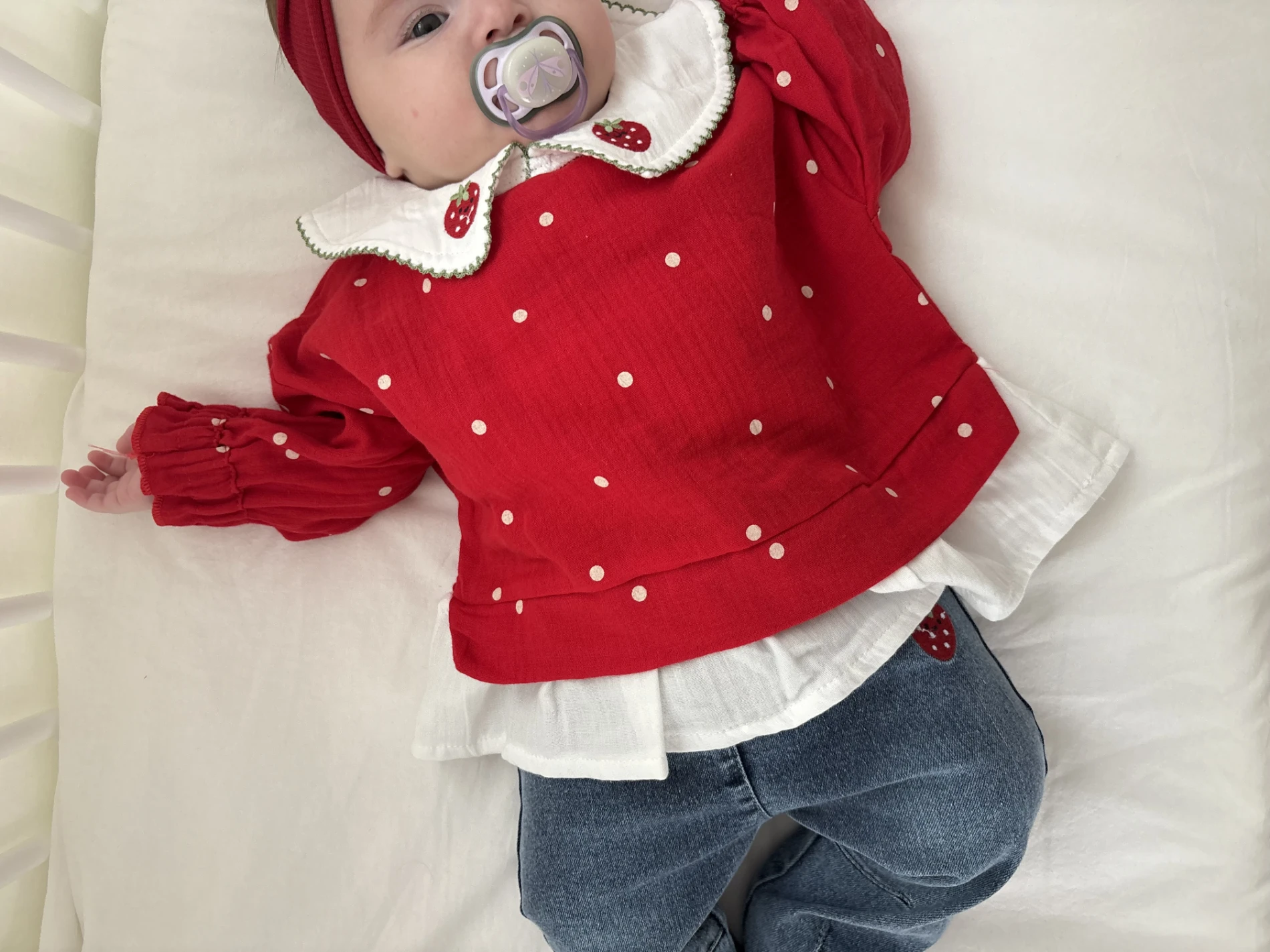 Çilek Yakalı Müslin Kumaş Sweatli Kot Pantalonlu Premium Kalite Takım