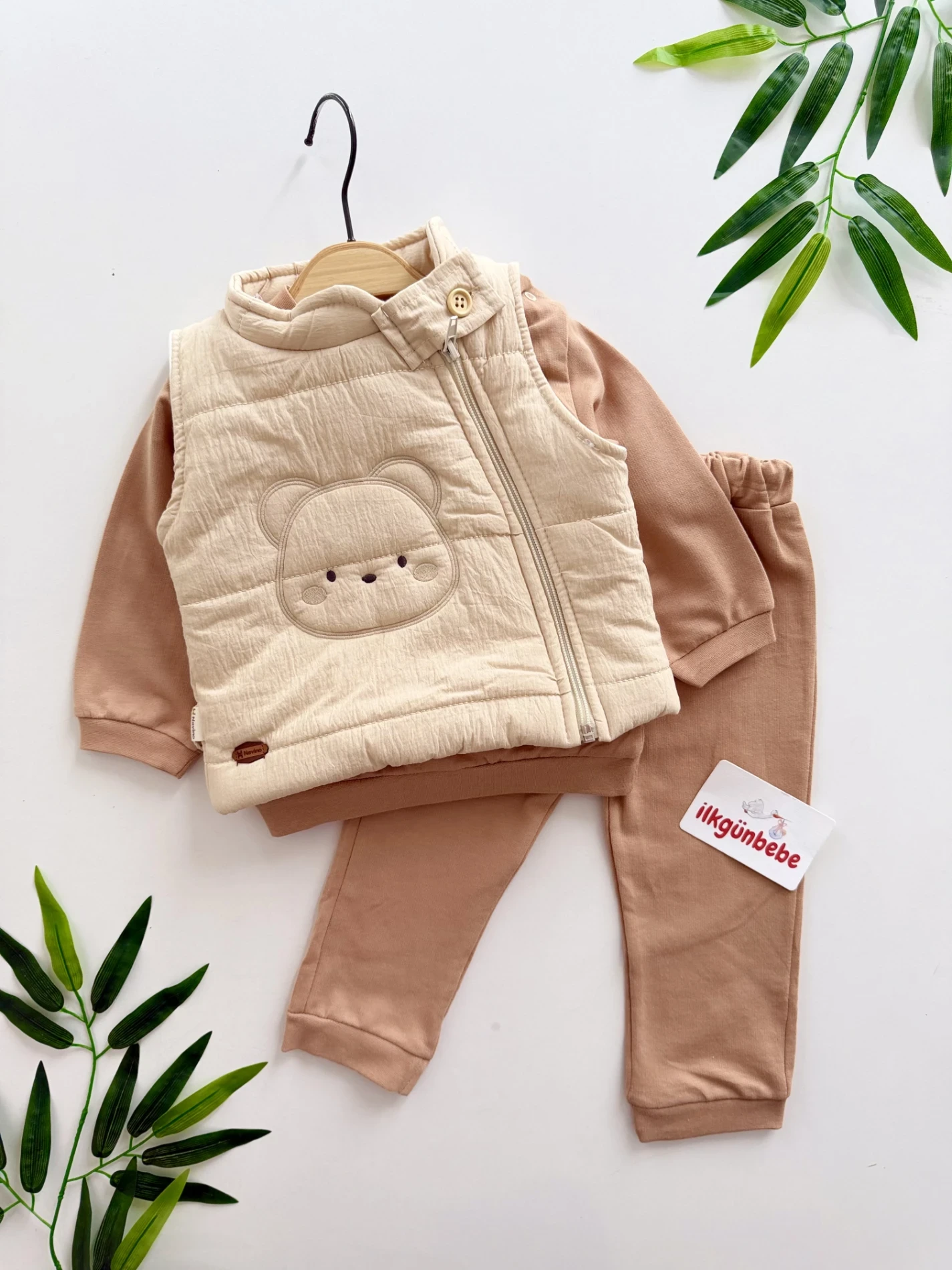 Şişme Yelekli premium kalite teddy üçlü takım