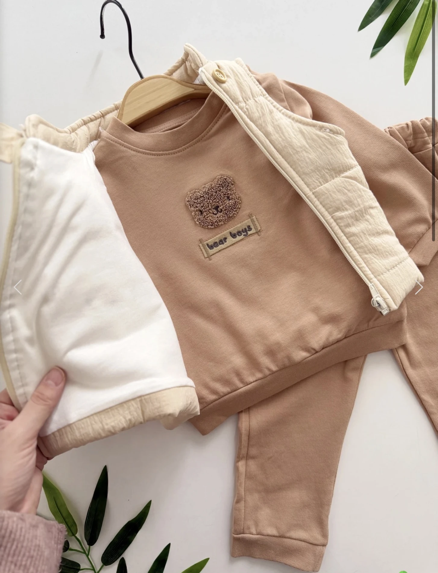 Şişme Yelekli premium kalite teddy üçlü takım