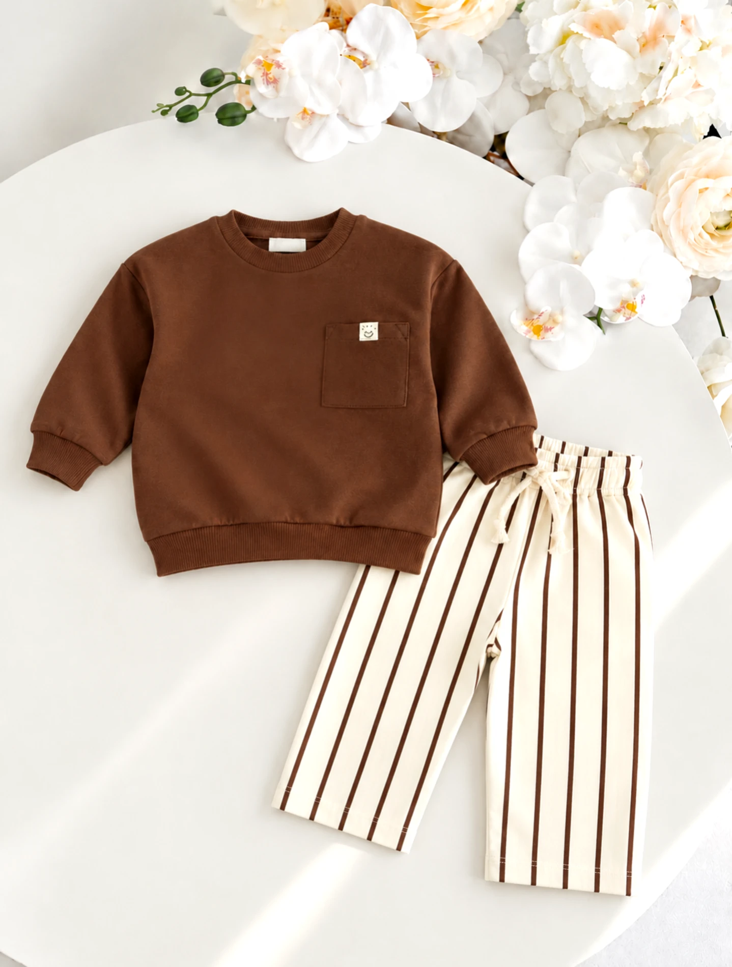 Smile Çizgili Şardonlu Premium  %100 Pamuk Pinterest Takım