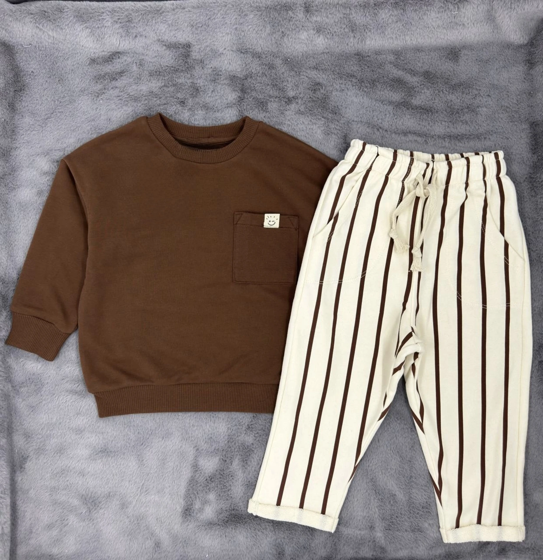 Smile Çizgili Şardonlu Premium  %100 Pamuk Pinterest Takım
