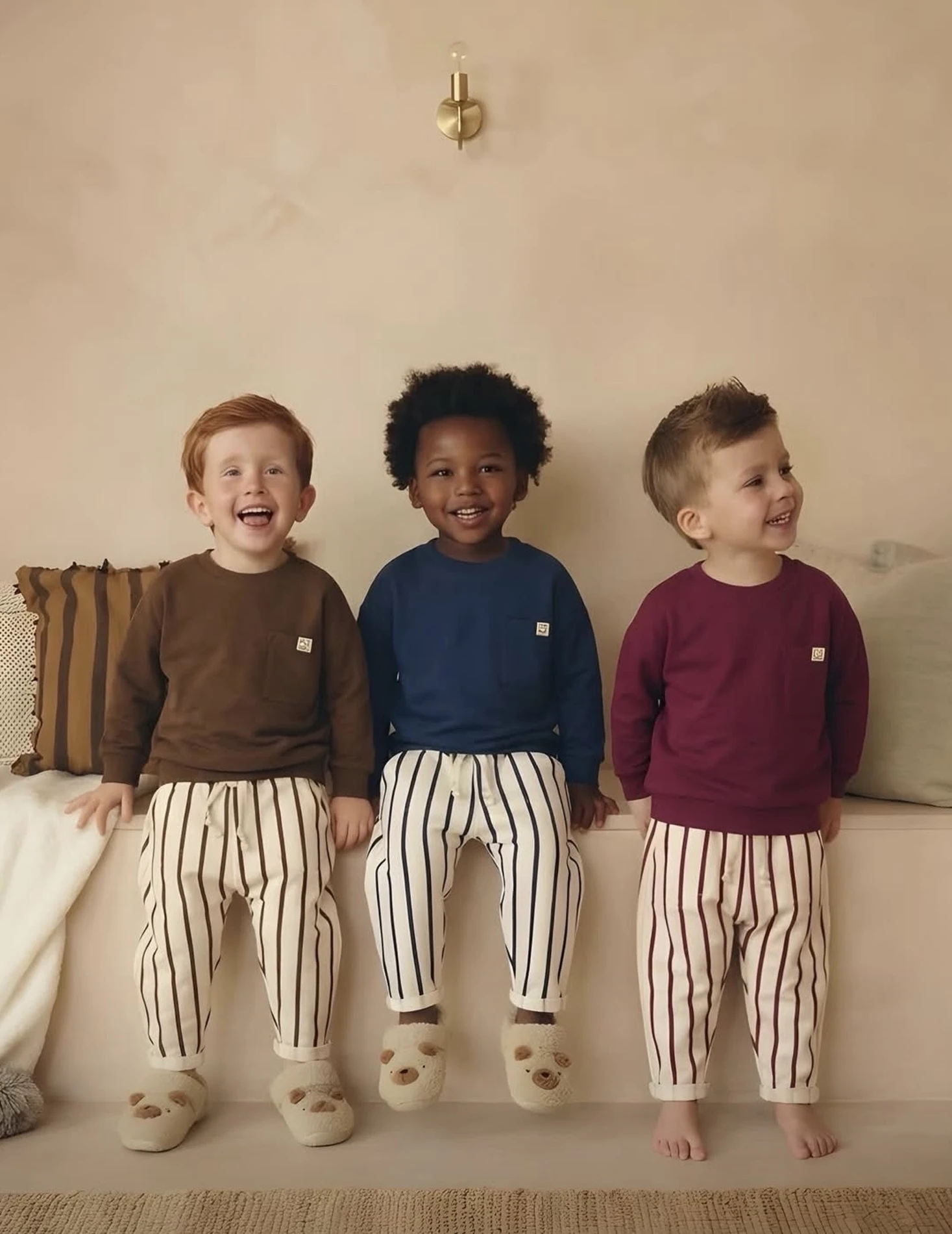 Smile Çizgili Şardonlu Premium  %100 Pamuk Pinterest Takım