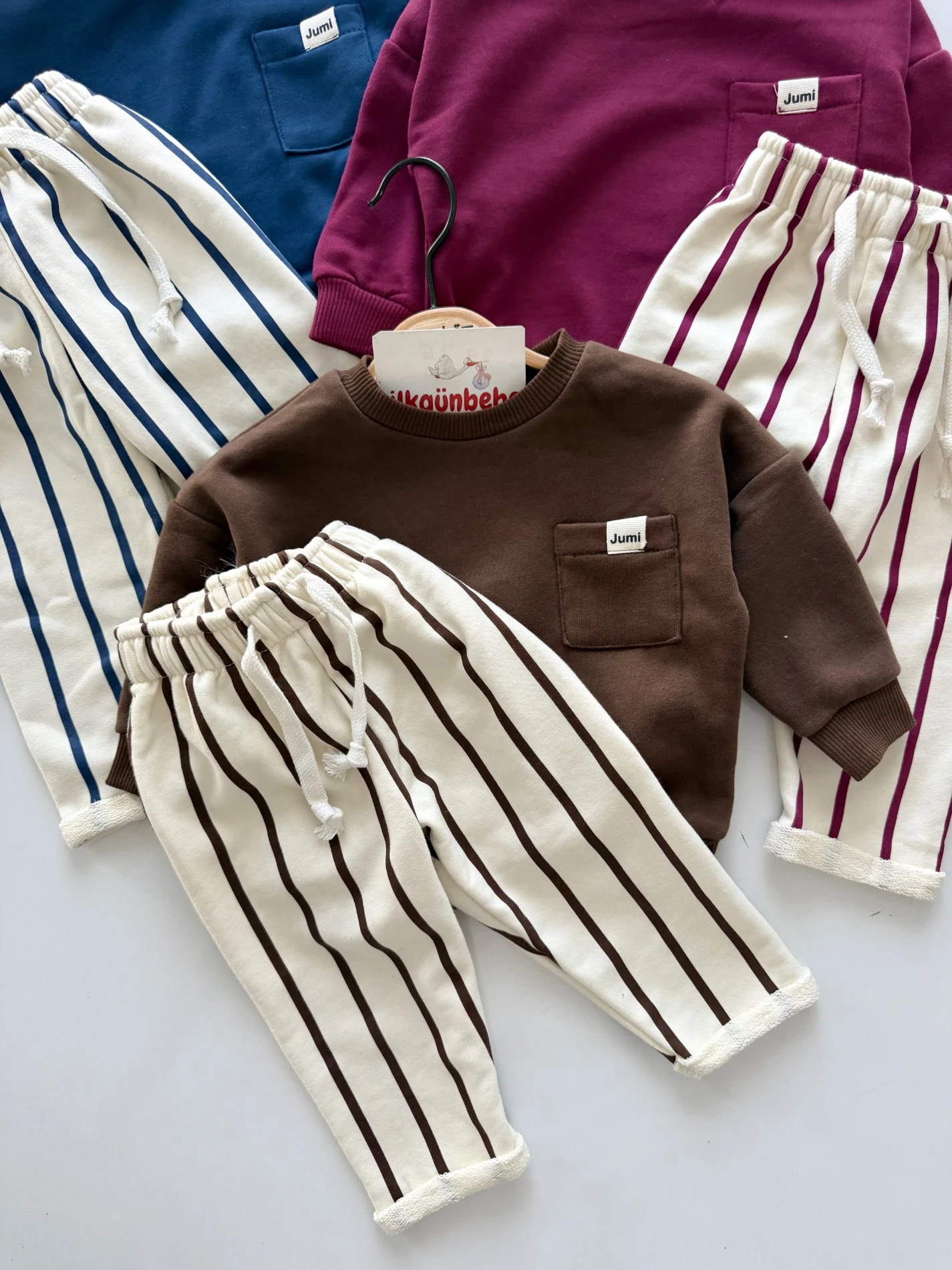  Çizgili Şardonlu Premium  %100 Pamuk Unisex  Pinterest Takım