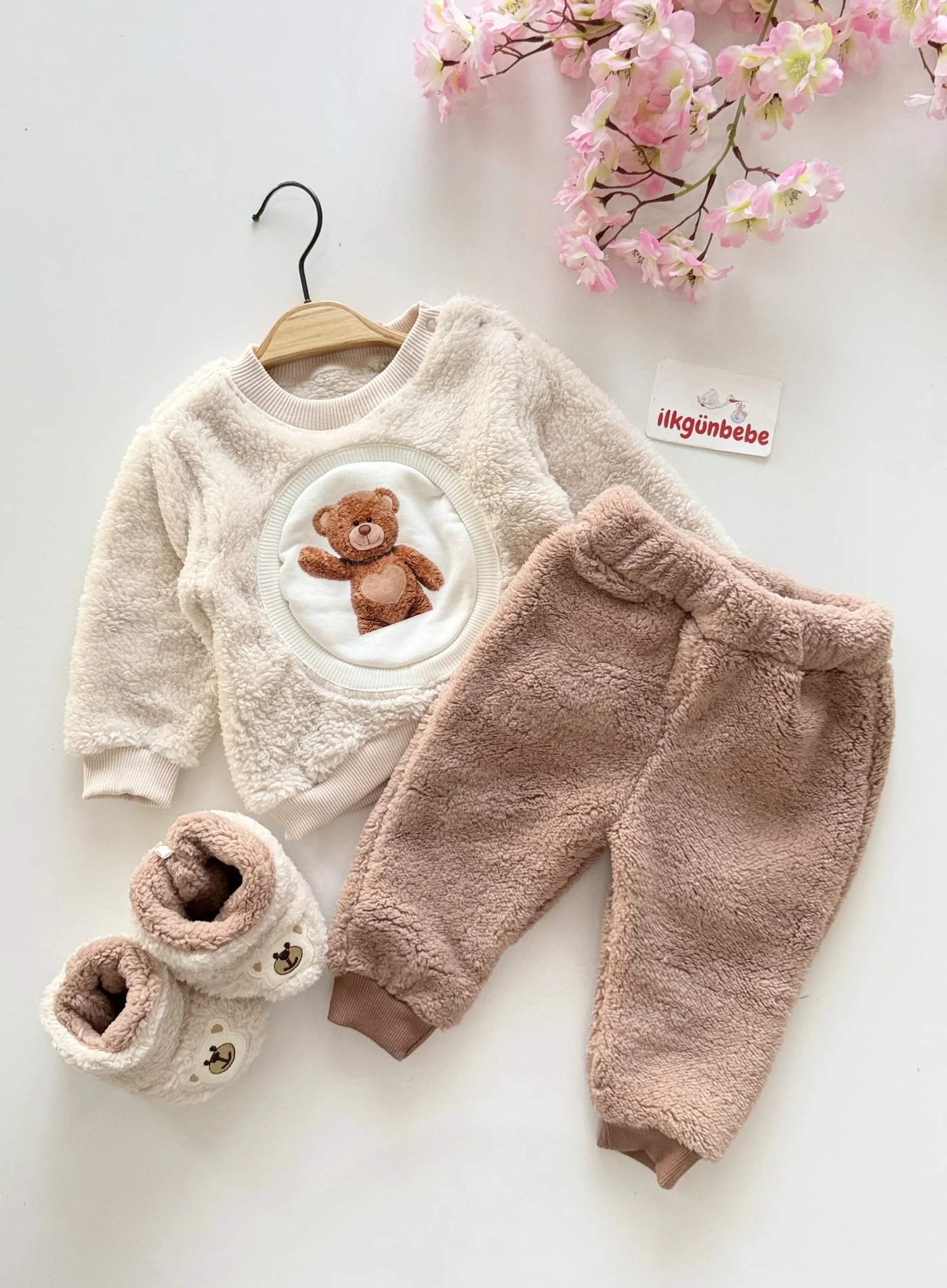 Teddy Kalpli Welsoft Peluş Kışlık Premium Yumuşacık 3’lü Panduflu Takım