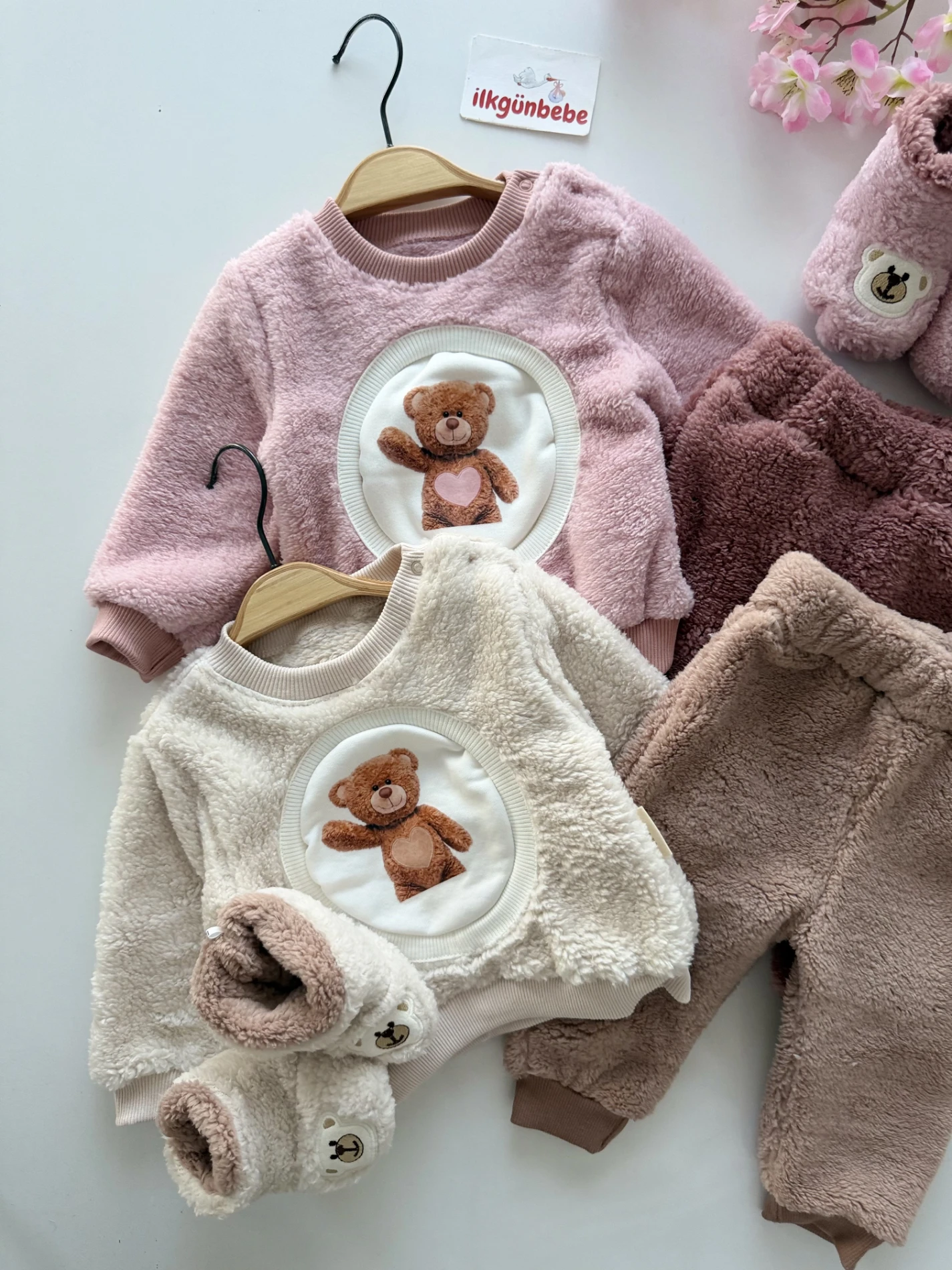 Teddy Kalpli Welsoft Peluş Kışlık Premium Yumuşacık 3’lü Panduflu Takım
