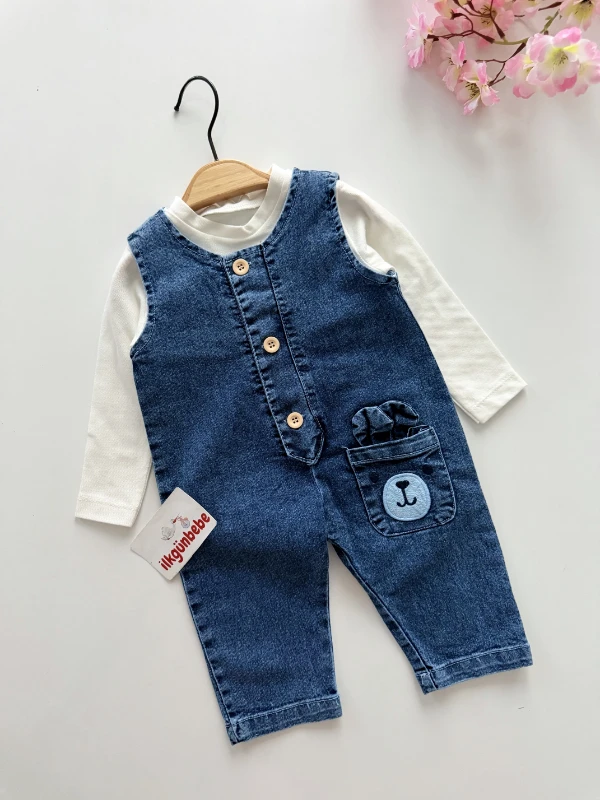 Tavşan Cepli Denim Jean Salopet & Body