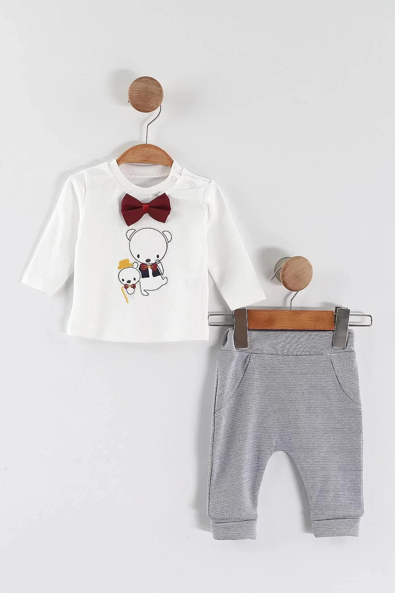 Teddy Bear Bordo Papyonlu Ceketli Badili 3’lü Şık Takım