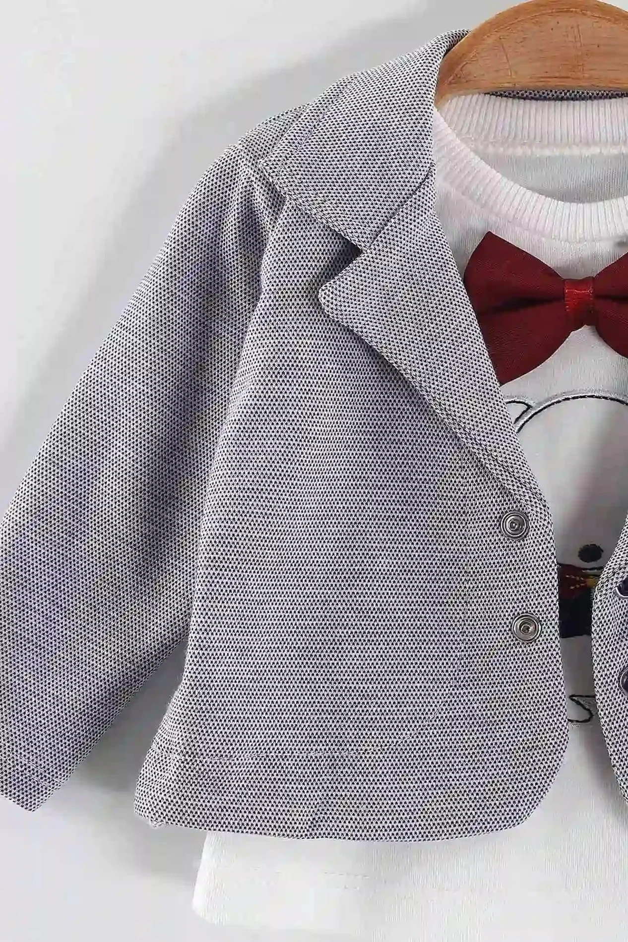 Teddy Bear Bordo Papyonlu Ceketli Badili 3’lü Şık Takım