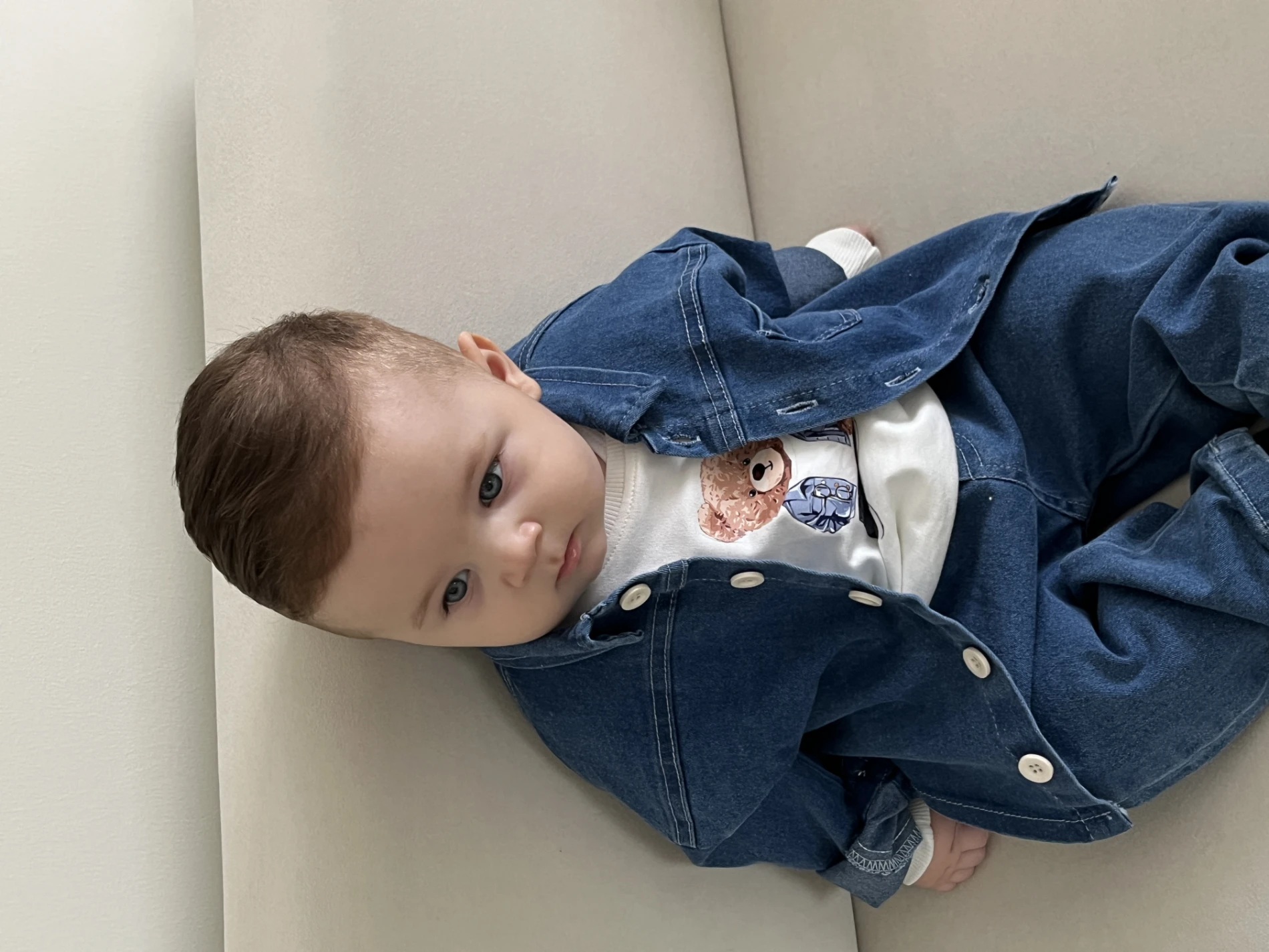 Teddy Sweatli Denim Kot Ceketli Pantalonlu 3’lü Takım