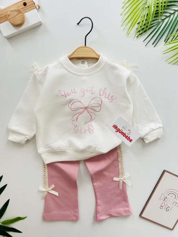  Fiyonk Desenli İspanyol Pantalonlu 2’li Takım