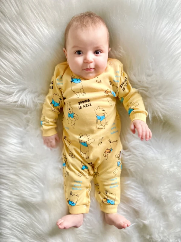 Winnie Pooh Baskılı Mevsimlik Unisex Pamuklu Tulum