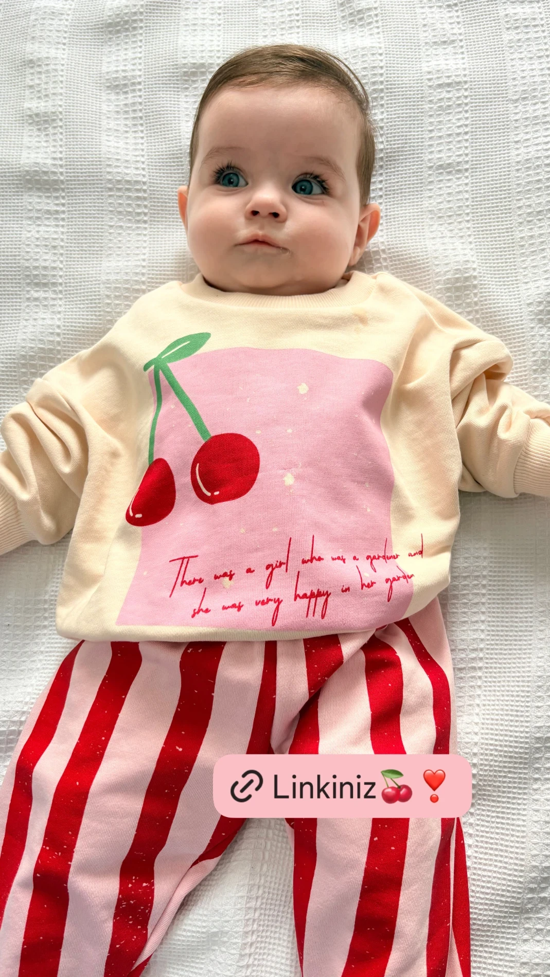 Cherry çizgili %100 pamuk 2’li takım