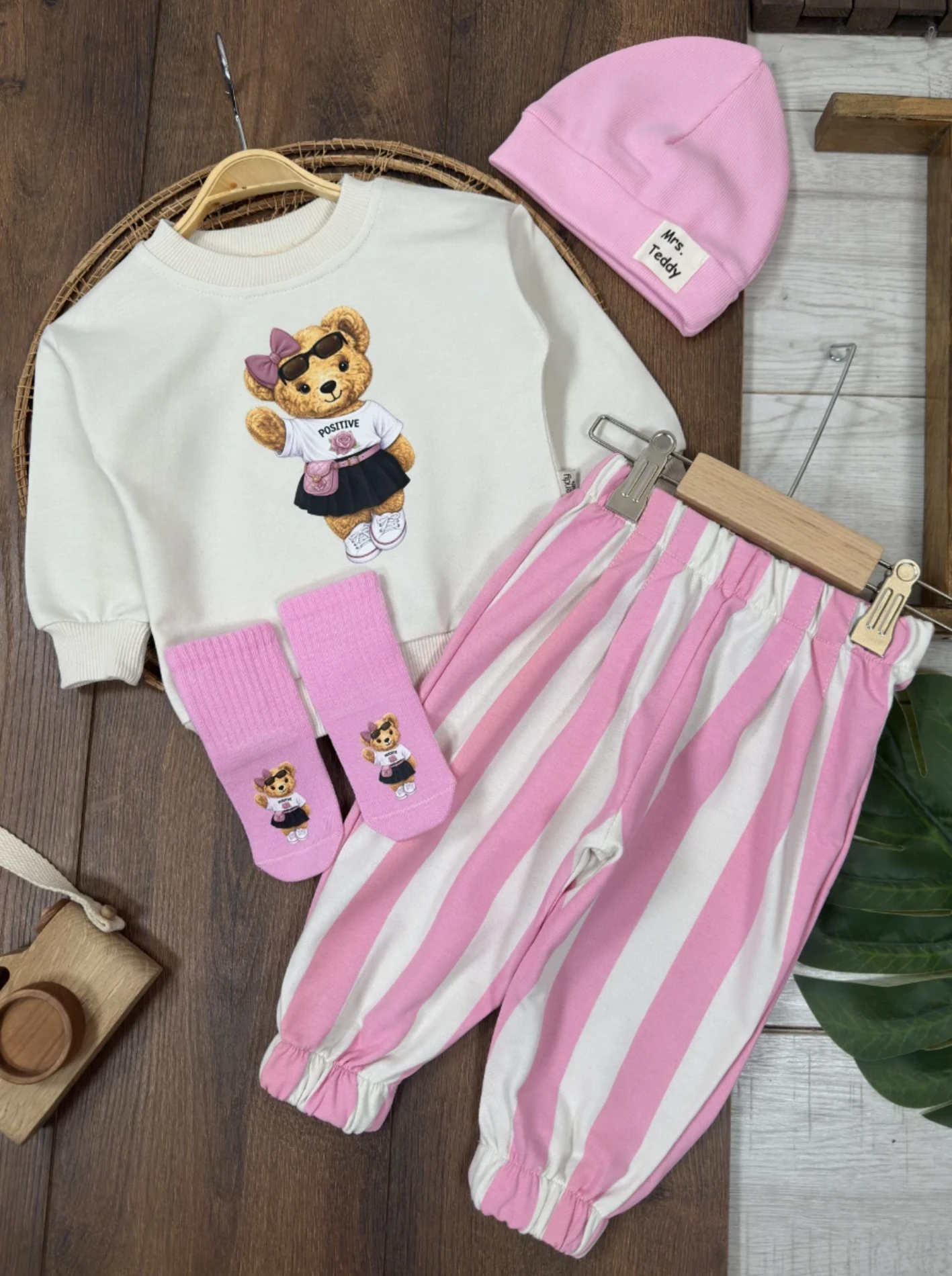 Hip-Hop Girls Çoraplı Teddy Mevsimlik 4lü Takım - AÇIK PEMBE