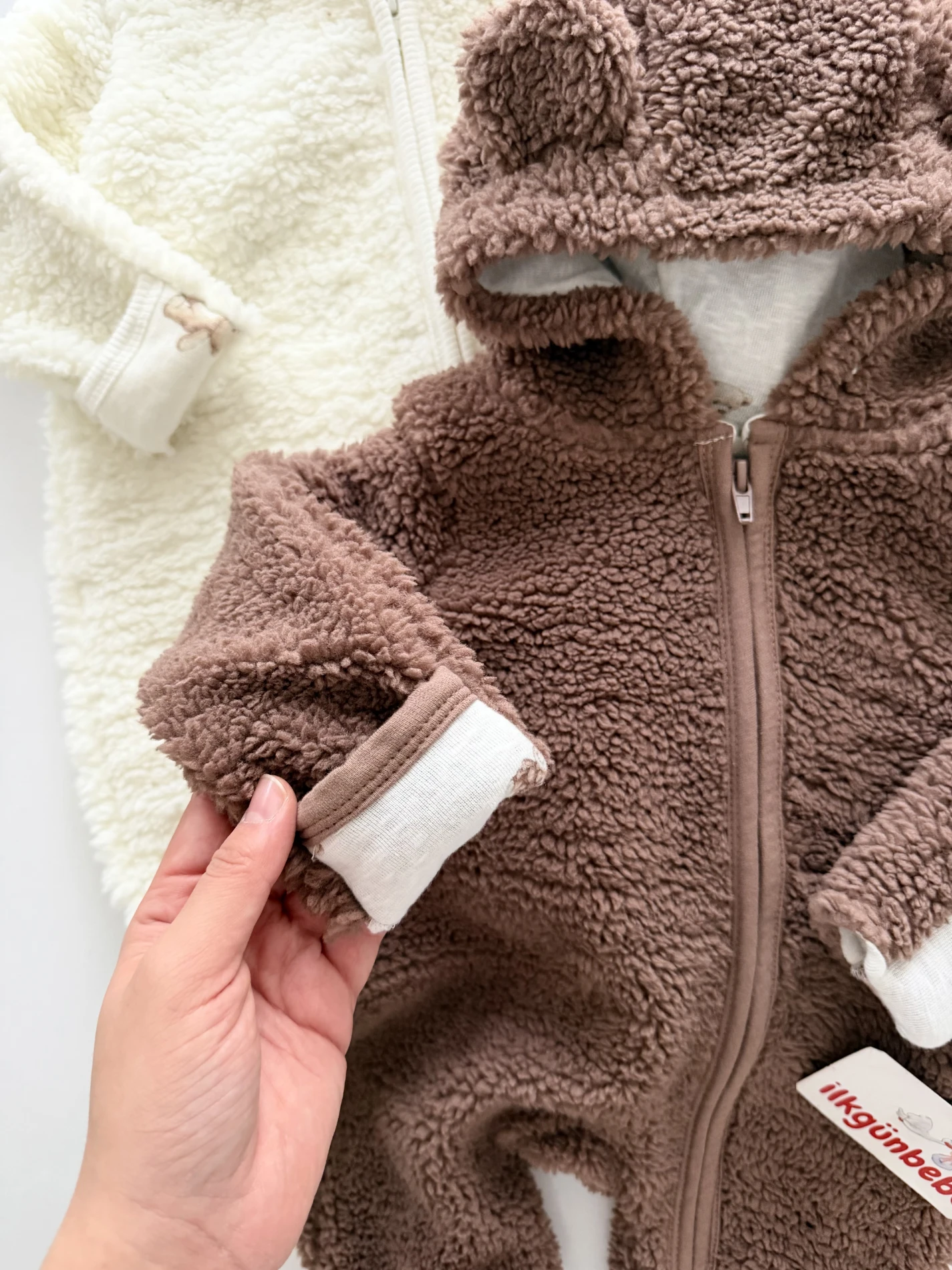Alice  Peluş Teddy Kulaklı Eldivenli Fermuarlı Astarlı Peluş Tulum 