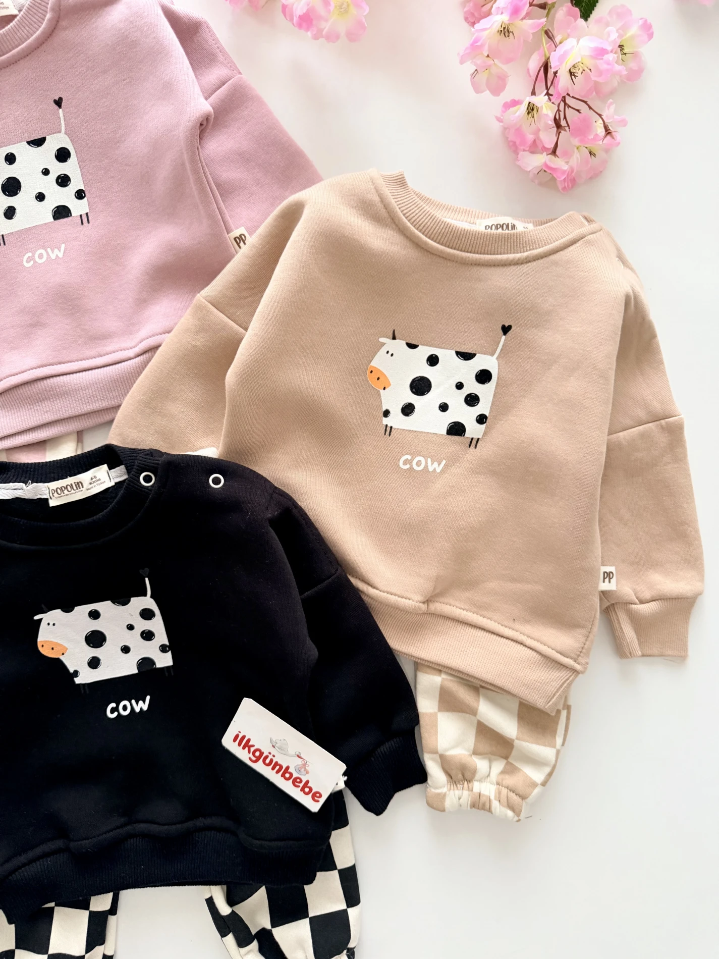 Cow 3 İp Şardonlu Kışlık  %100 pamuk 2’li takım