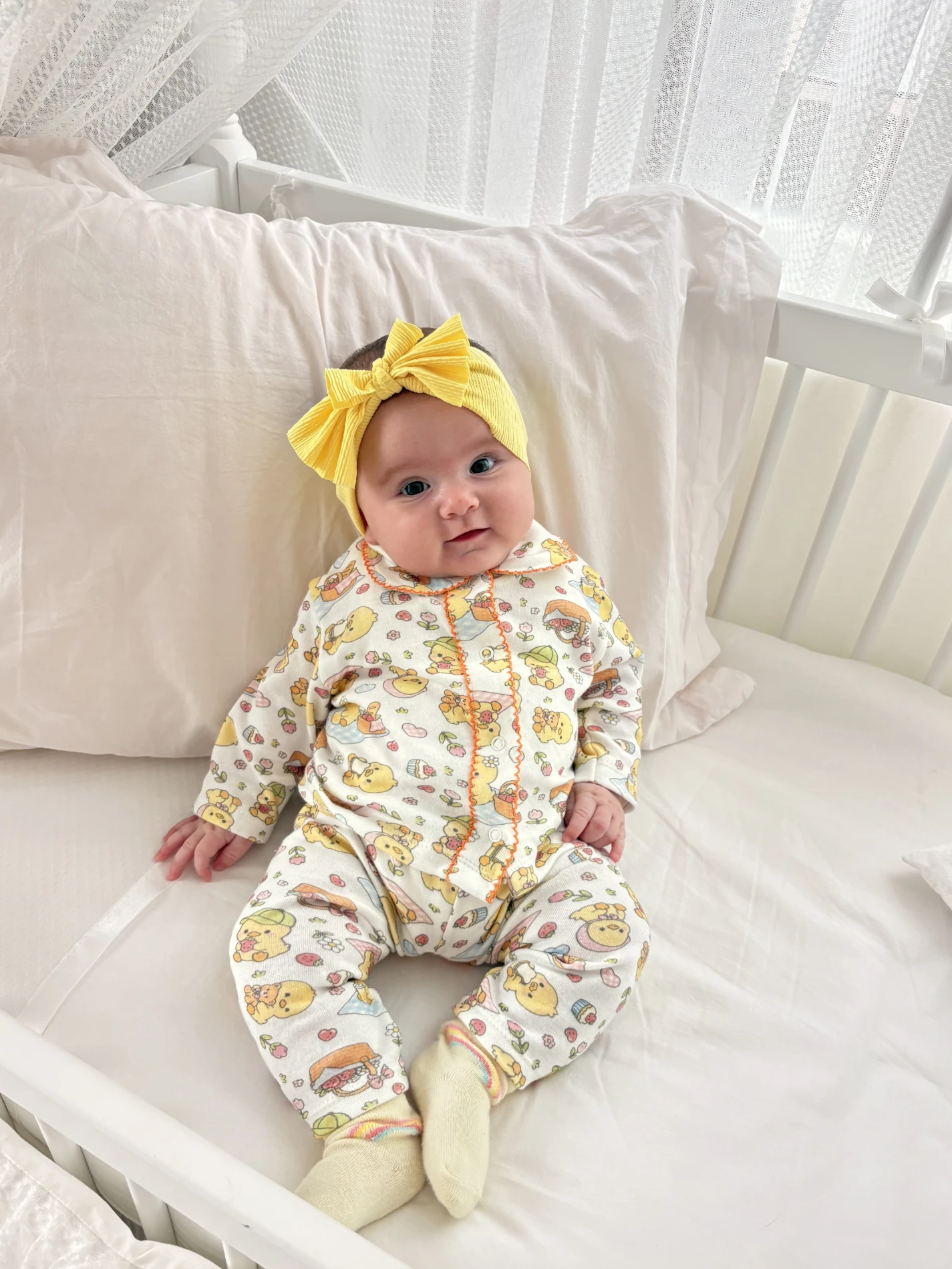 Ördek Desenli Bebe Yaka Pijama Takımı