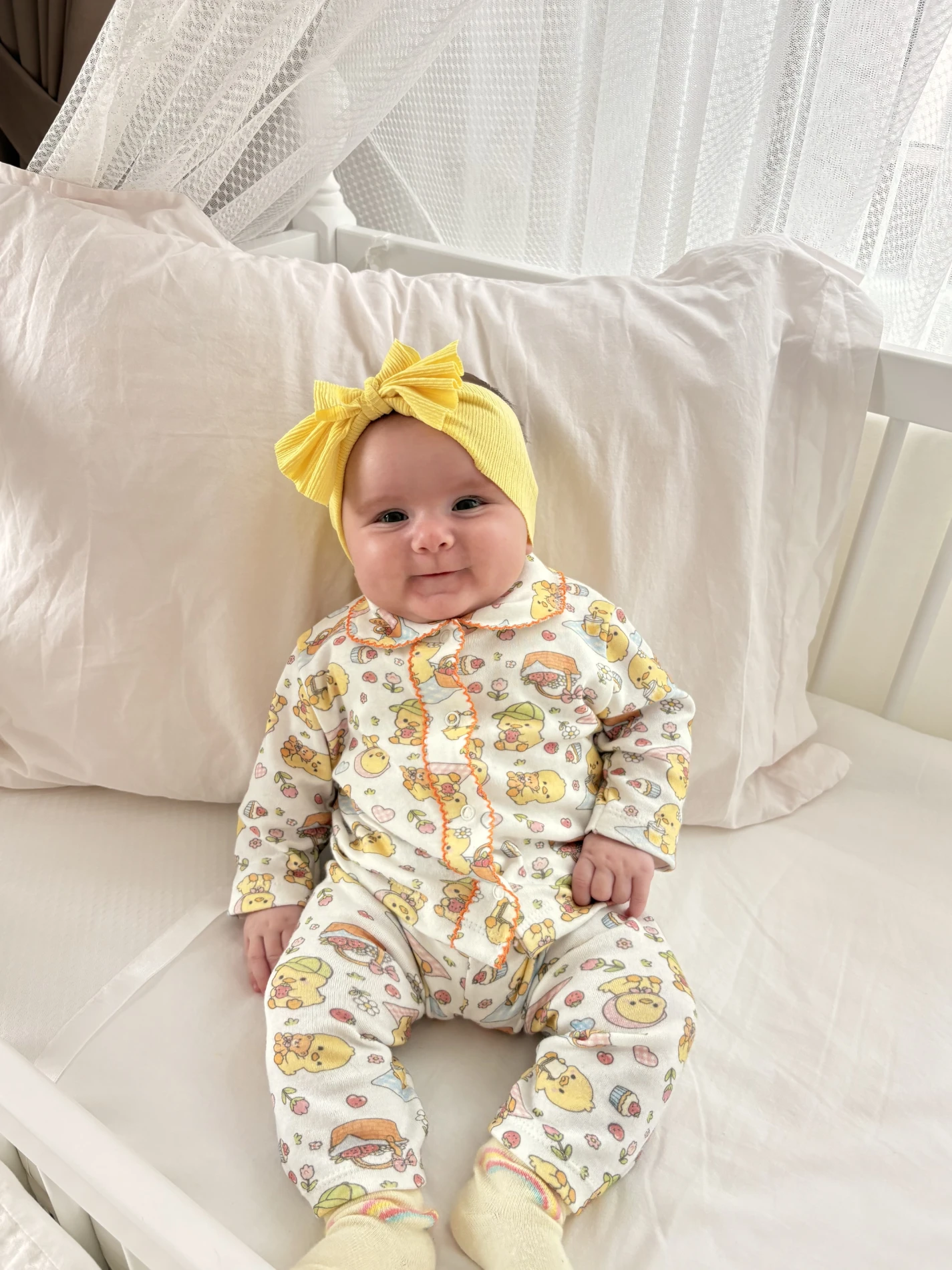Ördek Desenli Bebe Yaka Pijama Takımı