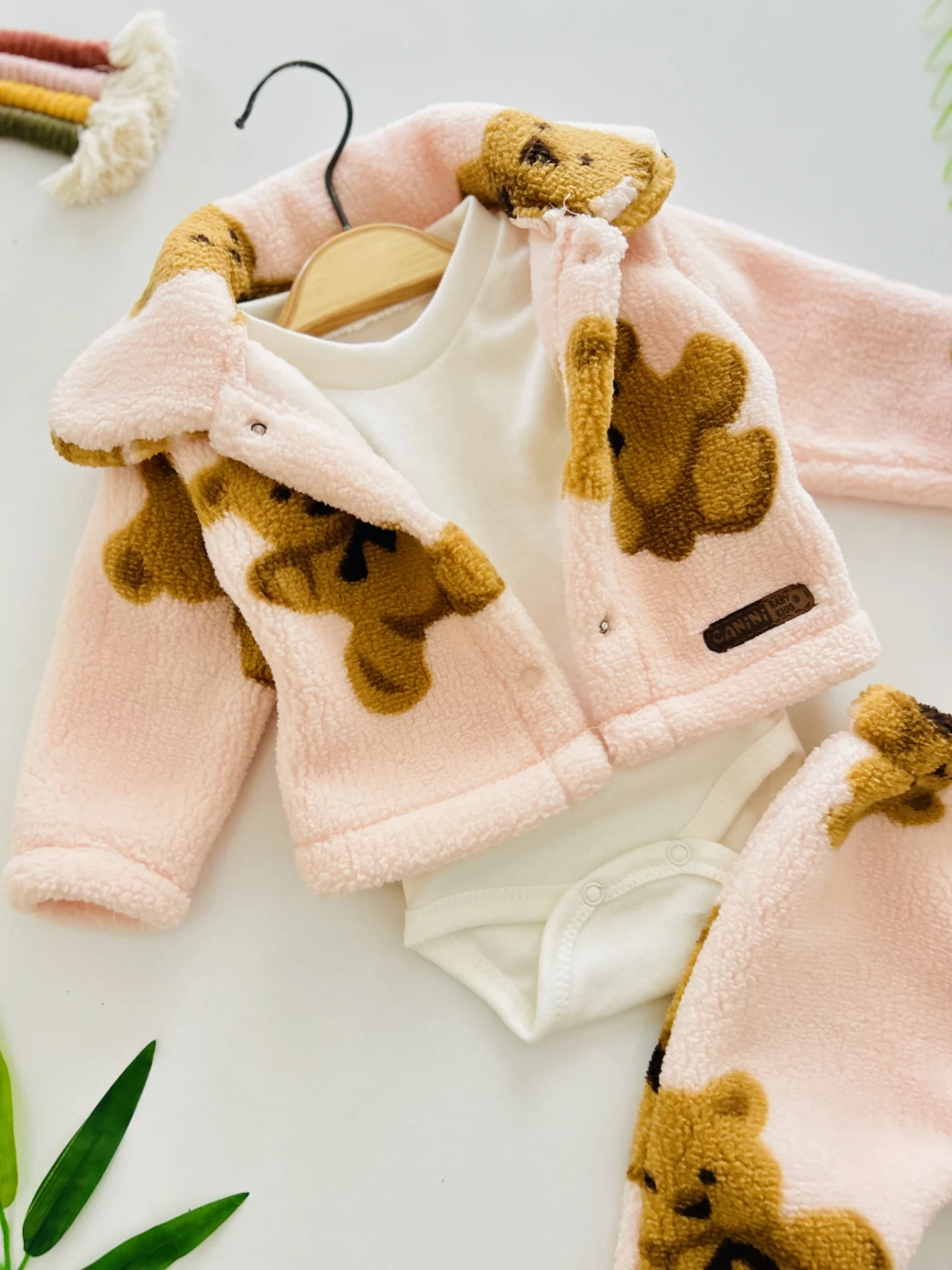 Peluş Teddy Ceketli Kışlık 3’lü Takım