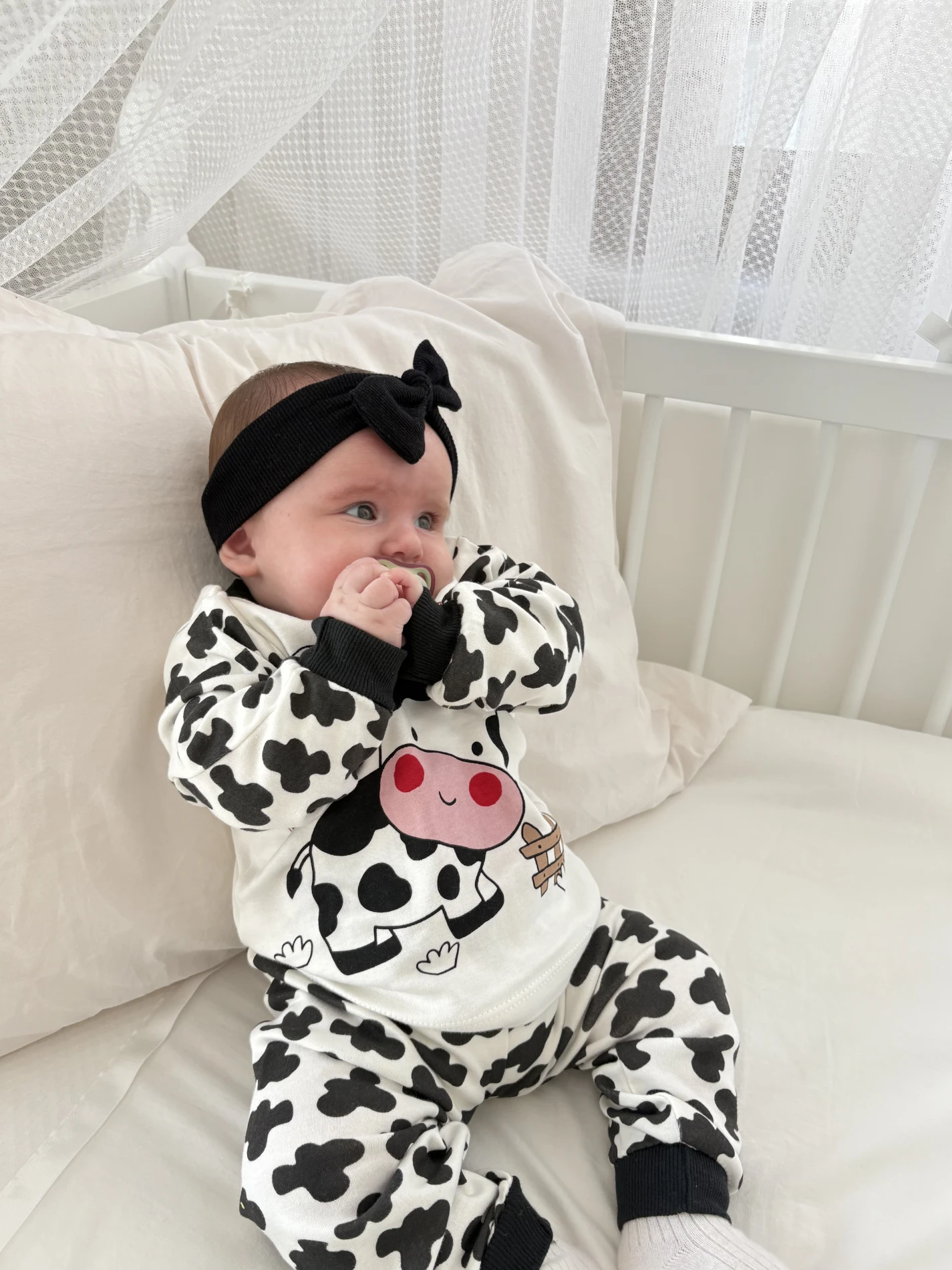 İnek Desenli Sevimli Pijama Takımı 
