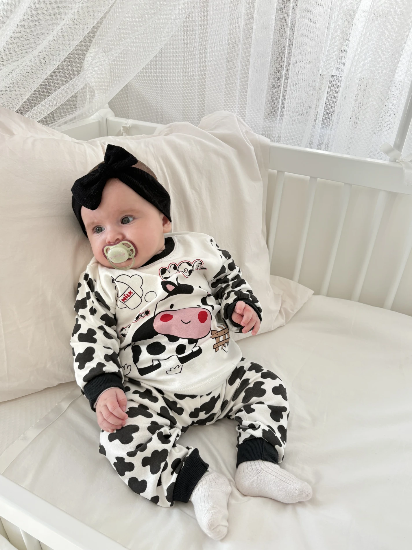 İnek Desenli Sevimli Pijama Takımı 
