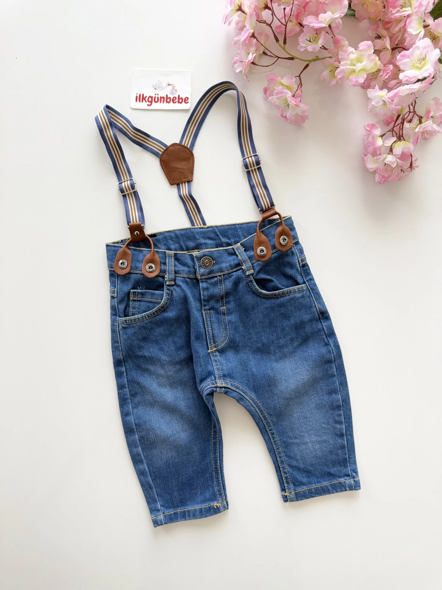 Salopetli Askılı Likralı Kot Jean Pantalon 
