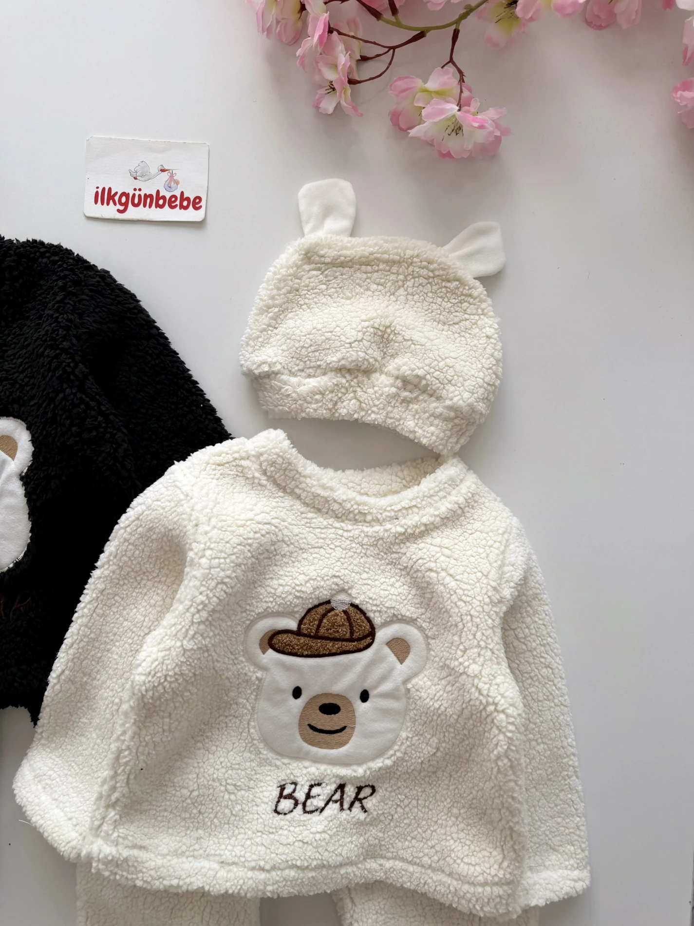 Teddy Bear Şapkalı İçi Astarlı Peluş 3’lü Takım