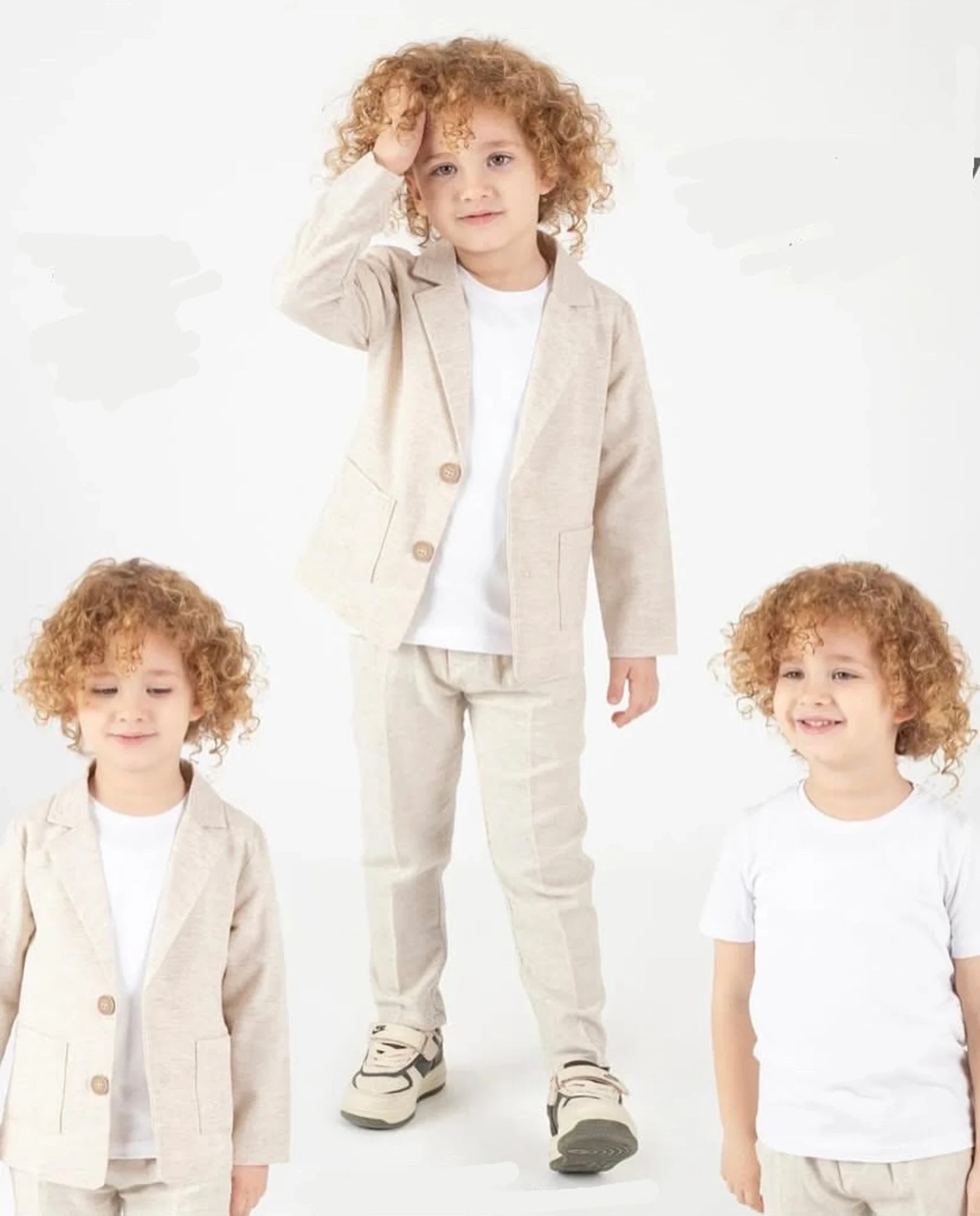 Premium Kalite Keten Kumaş Ceketli Pantalonlu Badili 3’lü Cool Takım