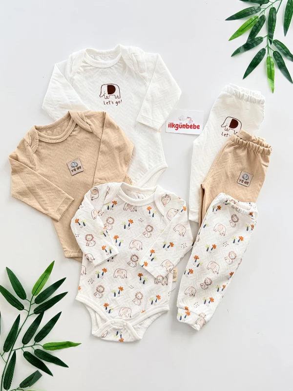 Fil Hayvanlar Temalı  6 Parça Zıbın & Alt Takım 