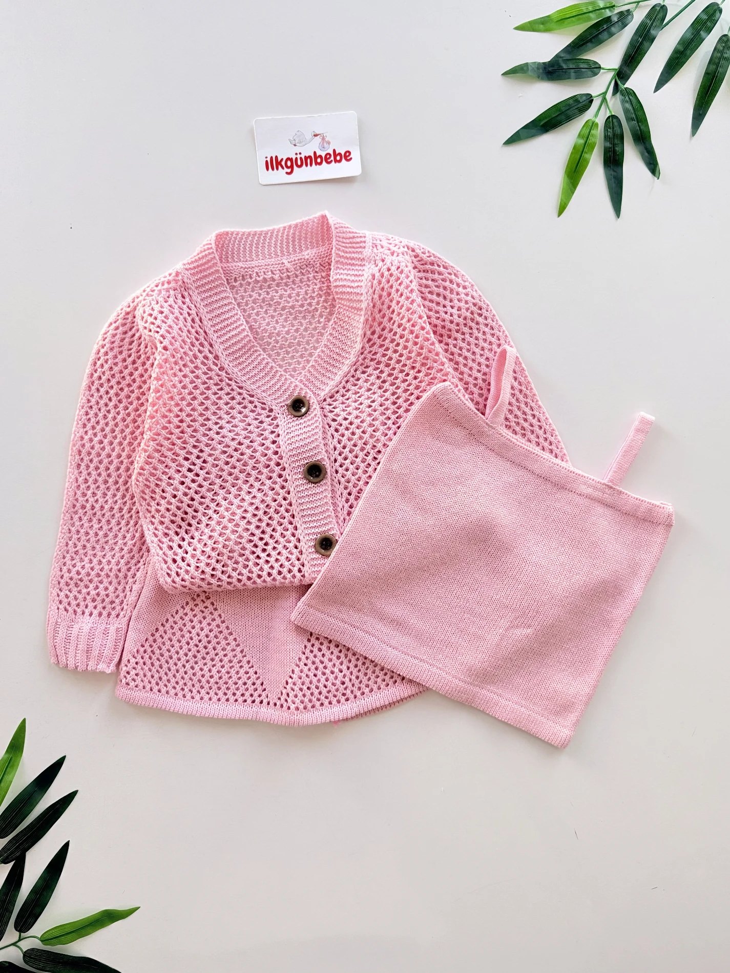 Ajurlu Fileli 3 Parça Etek Hırka & Askılı Badi Takım