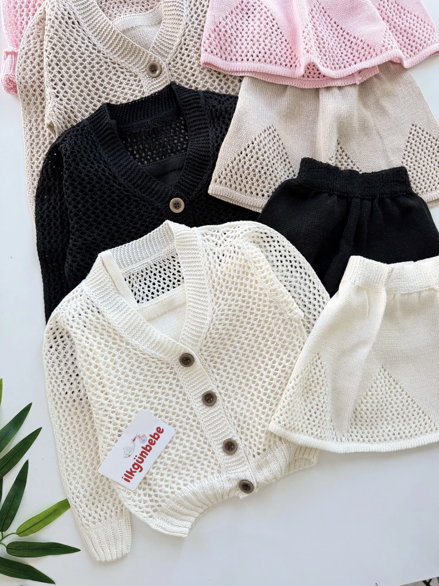 Ajurlu Fileli 3 Parça Etek Hırka & Askılı Badi Takım